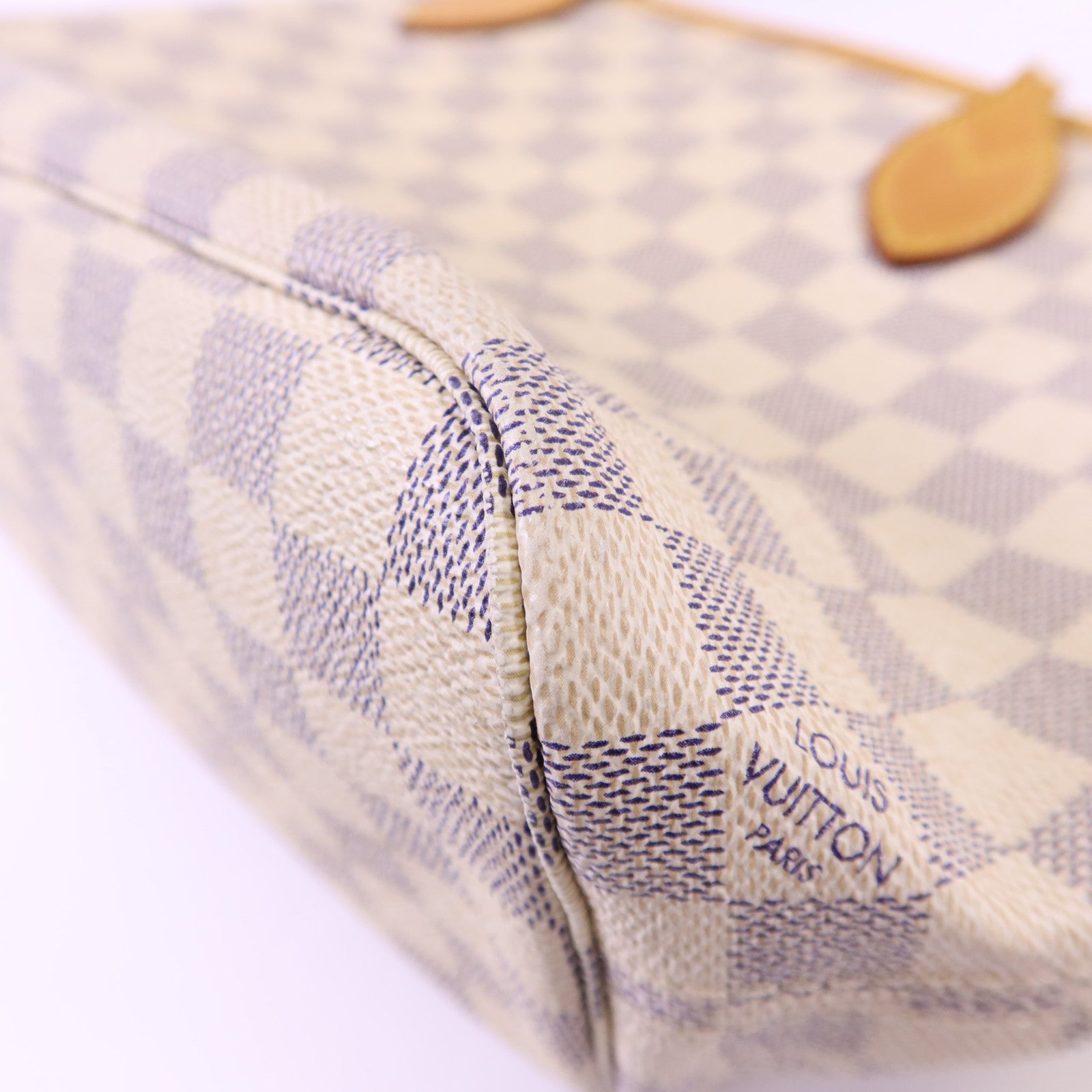 LOUIS VUITTON Damier Azur Neverfull PM金扣手挽袋