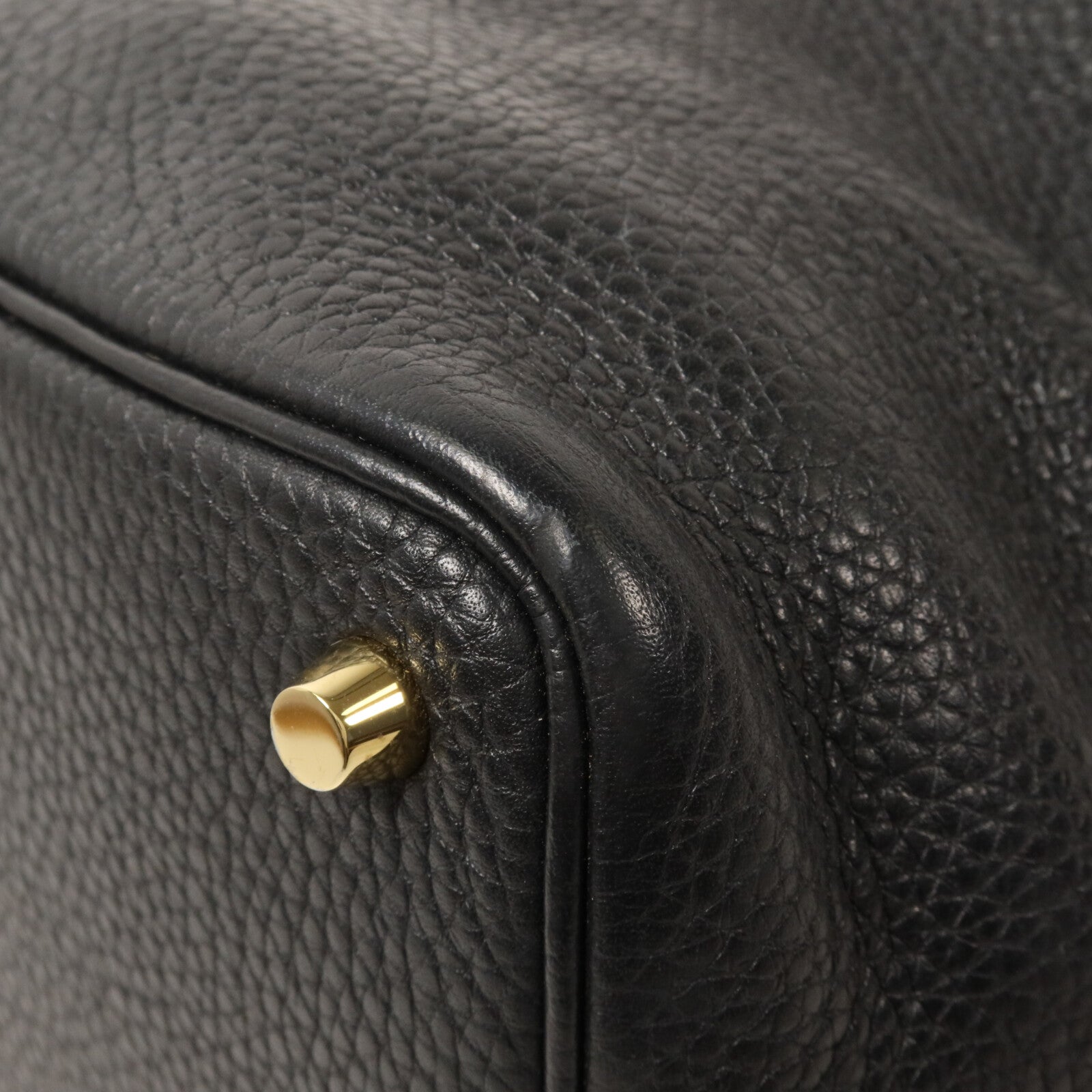 HERMES Clemence皮革Picotin PM手挽袋Noir