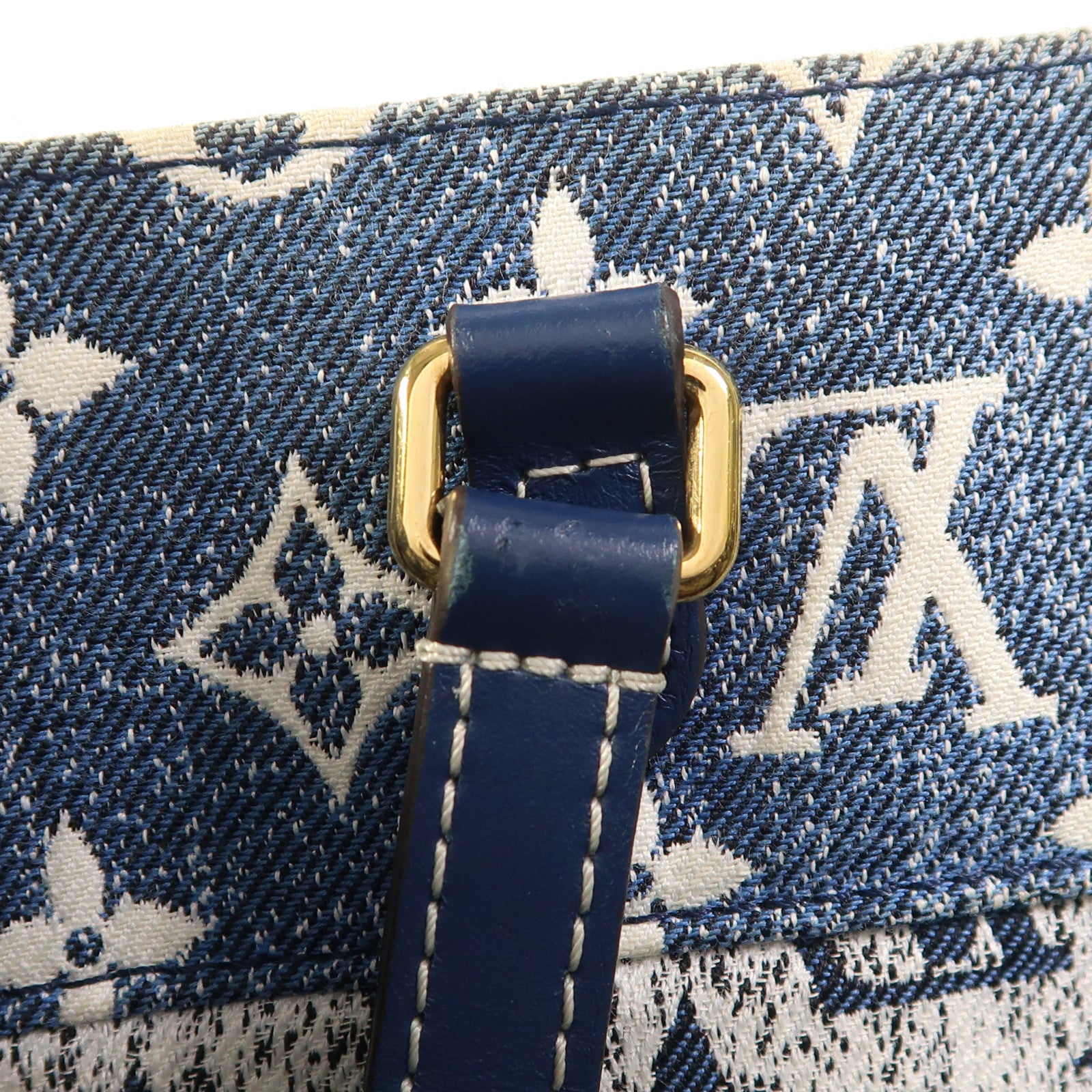 LOUIS VUITTON Monogram Denim On The Go MM金扣手挽肩背兩用袋