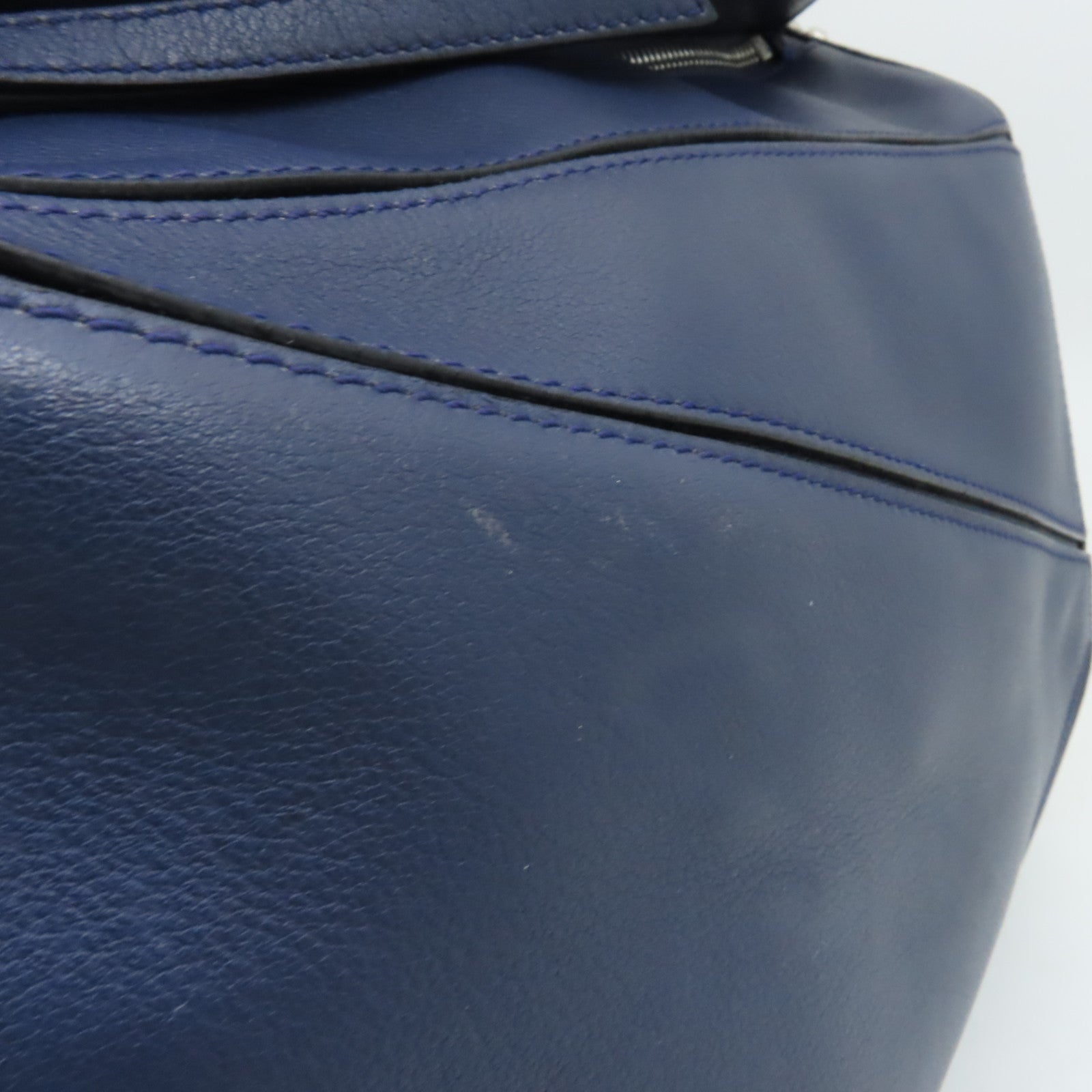 LOEWE 牛皮皮革2way Shoulder Bag銀扣手挽肩背兩用袋藍色