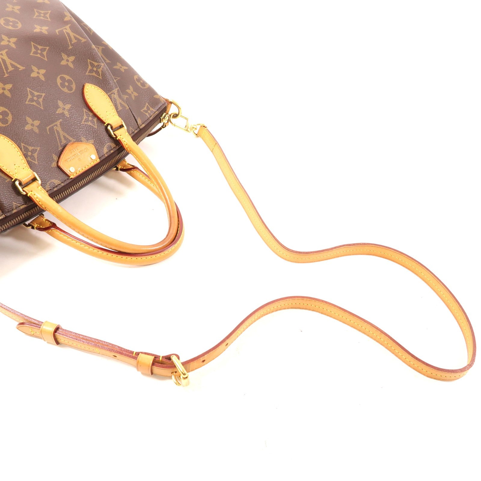 LOUIS VUITTON Monogram Turenne MM金扣手挽肩背兩用袋棕色