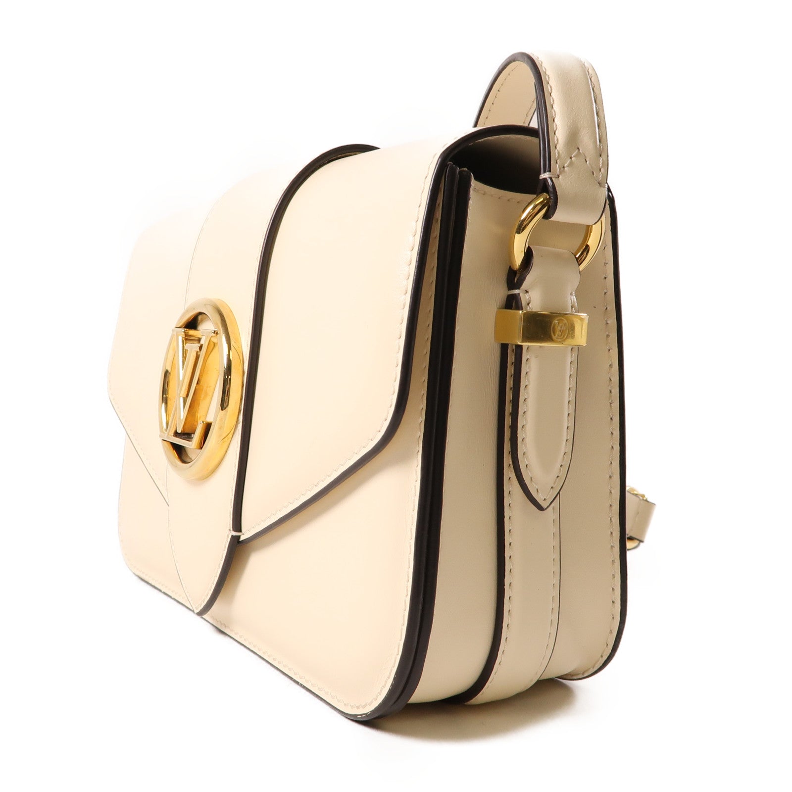 LOUIS VUITTON 牛皮皮革金扣Bolsa LV Pont 9肩背袋米色