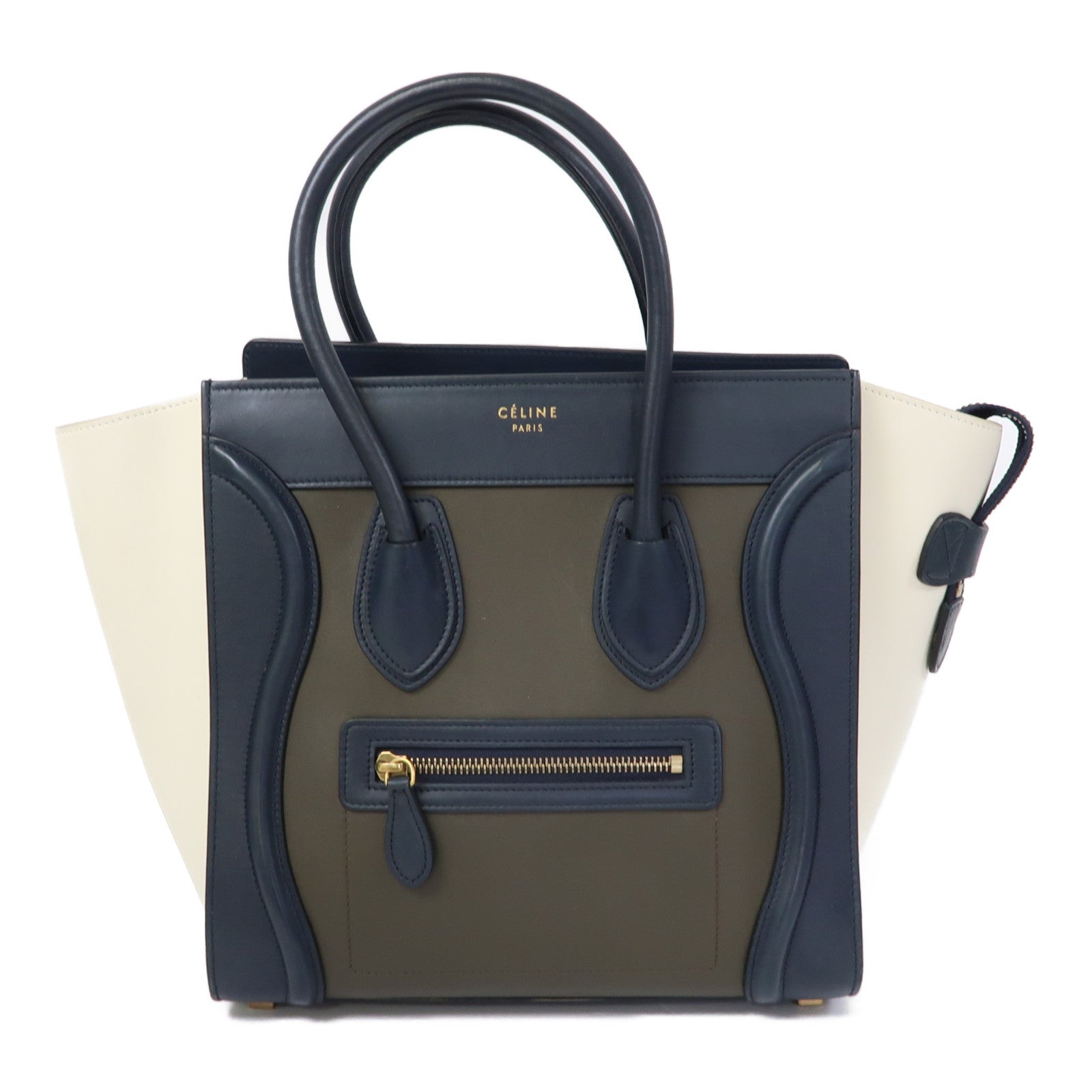 CELINE 牛皮皮革Micro Luggage Handbag金扣手挽袋綠色/藍色/白色