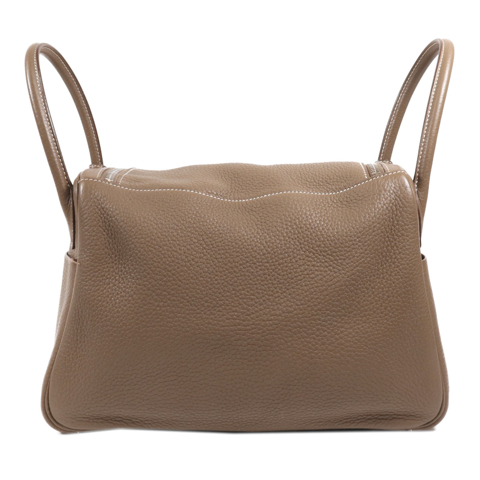 HERMES Togo皮革Lindy 30銀扣手挽肩背兩用袋Etoupe