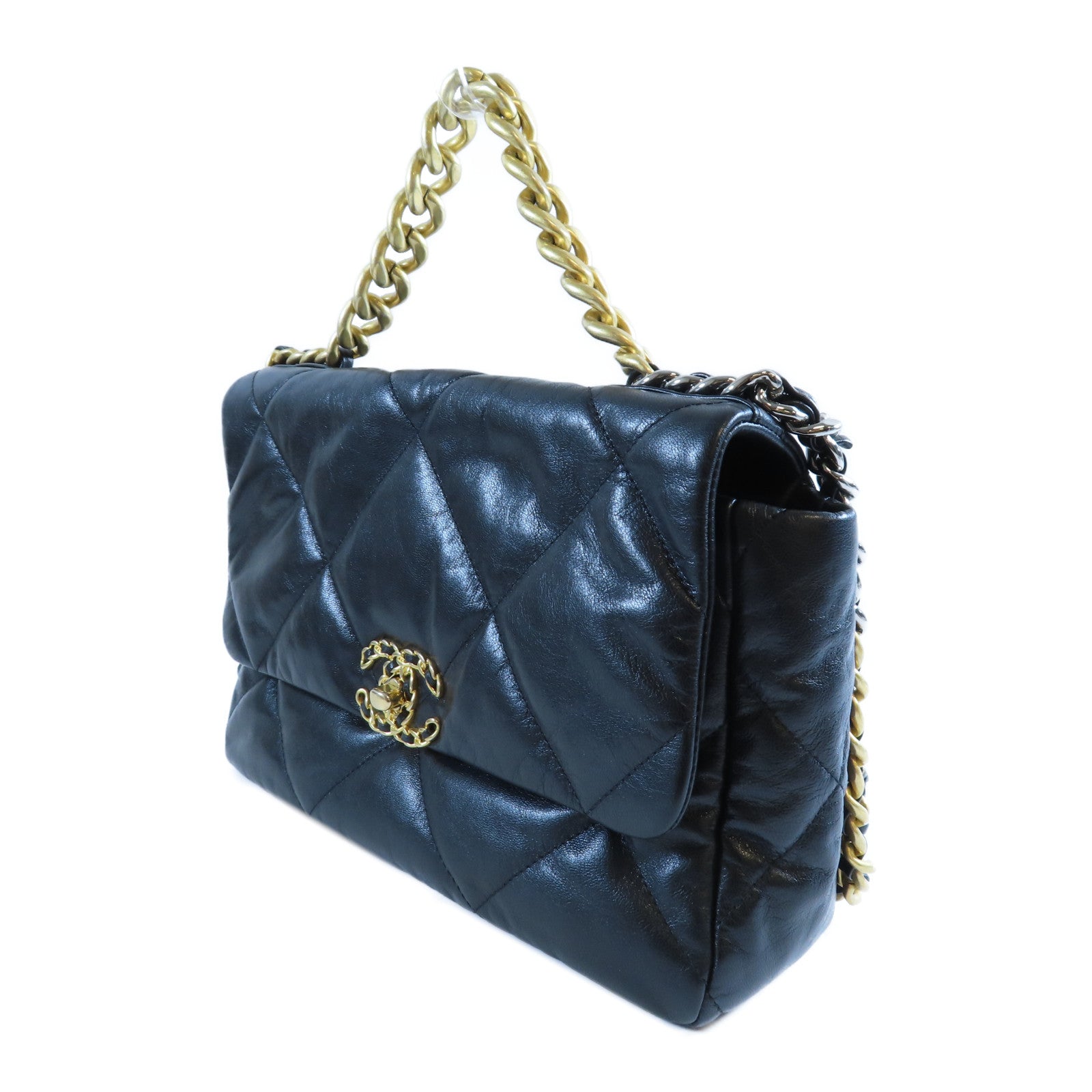 CHANEL 【激減優惠】菱格羊皮皮革Chain Shoulder Bag金扣手挽肩背兩用袋黑色