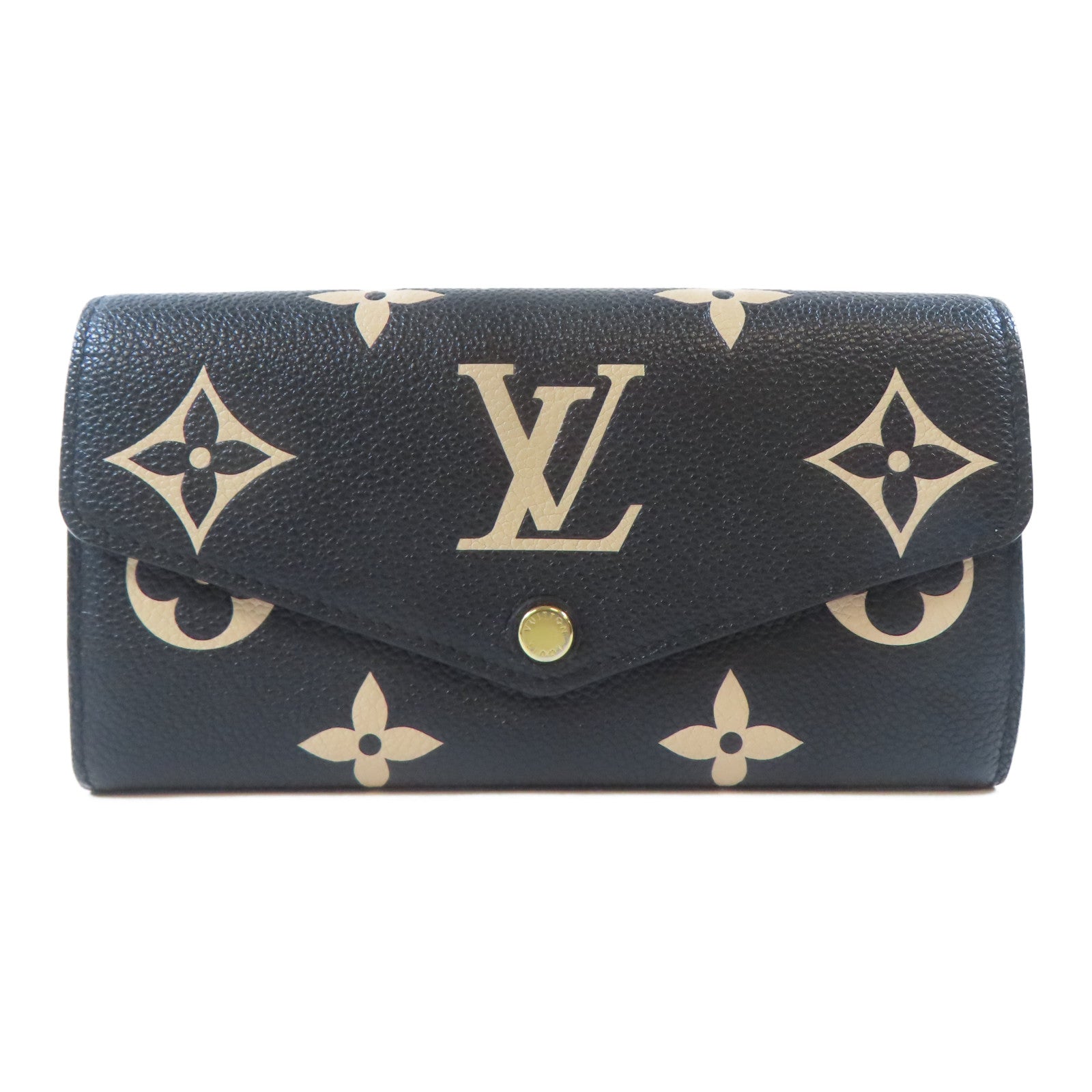 LOUIS VUITTON Monogram Empreinte Sarah Wallet金扣長錢包黑色