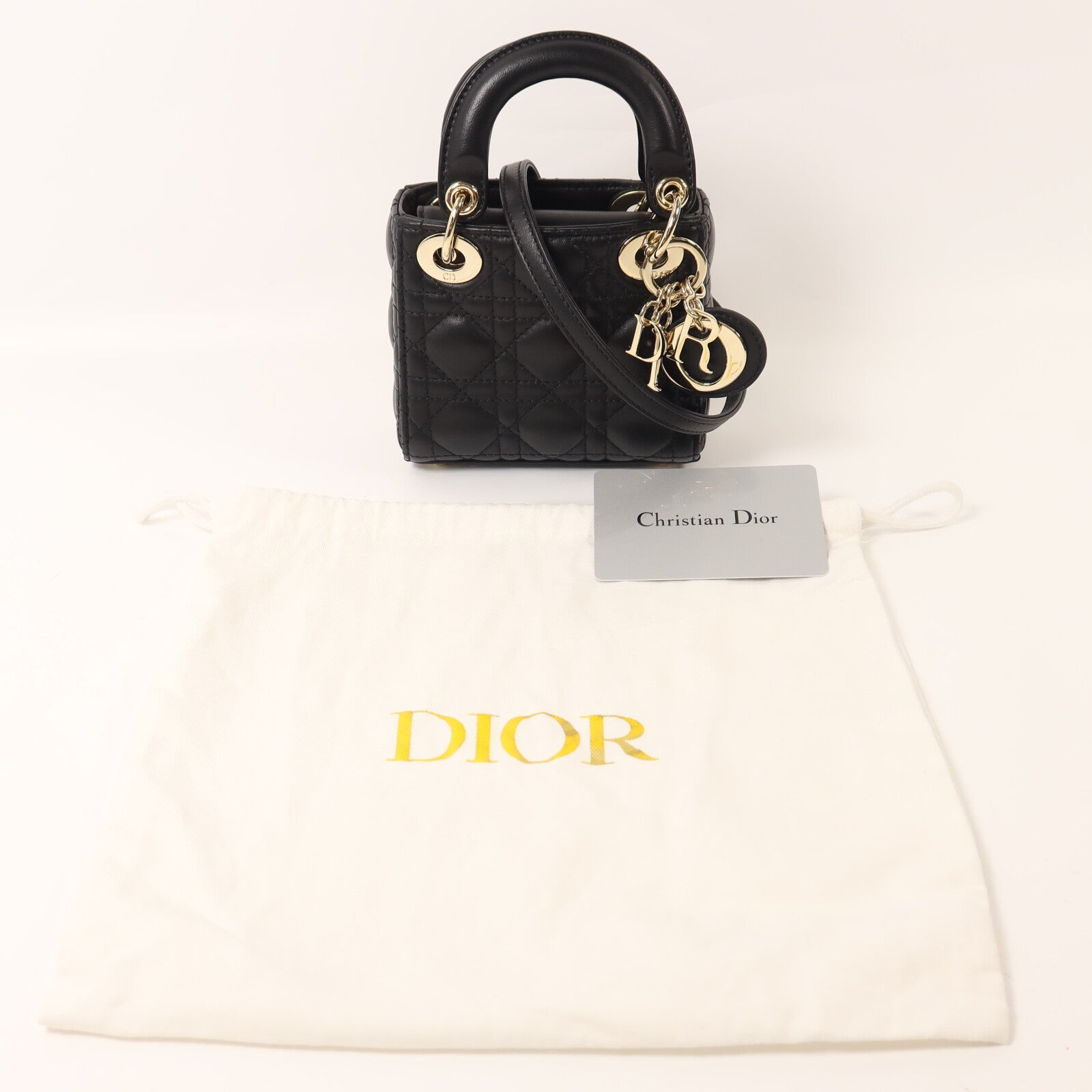 Dior 羊皮皮革Lady Dior Micro手挽肩背兩用袋