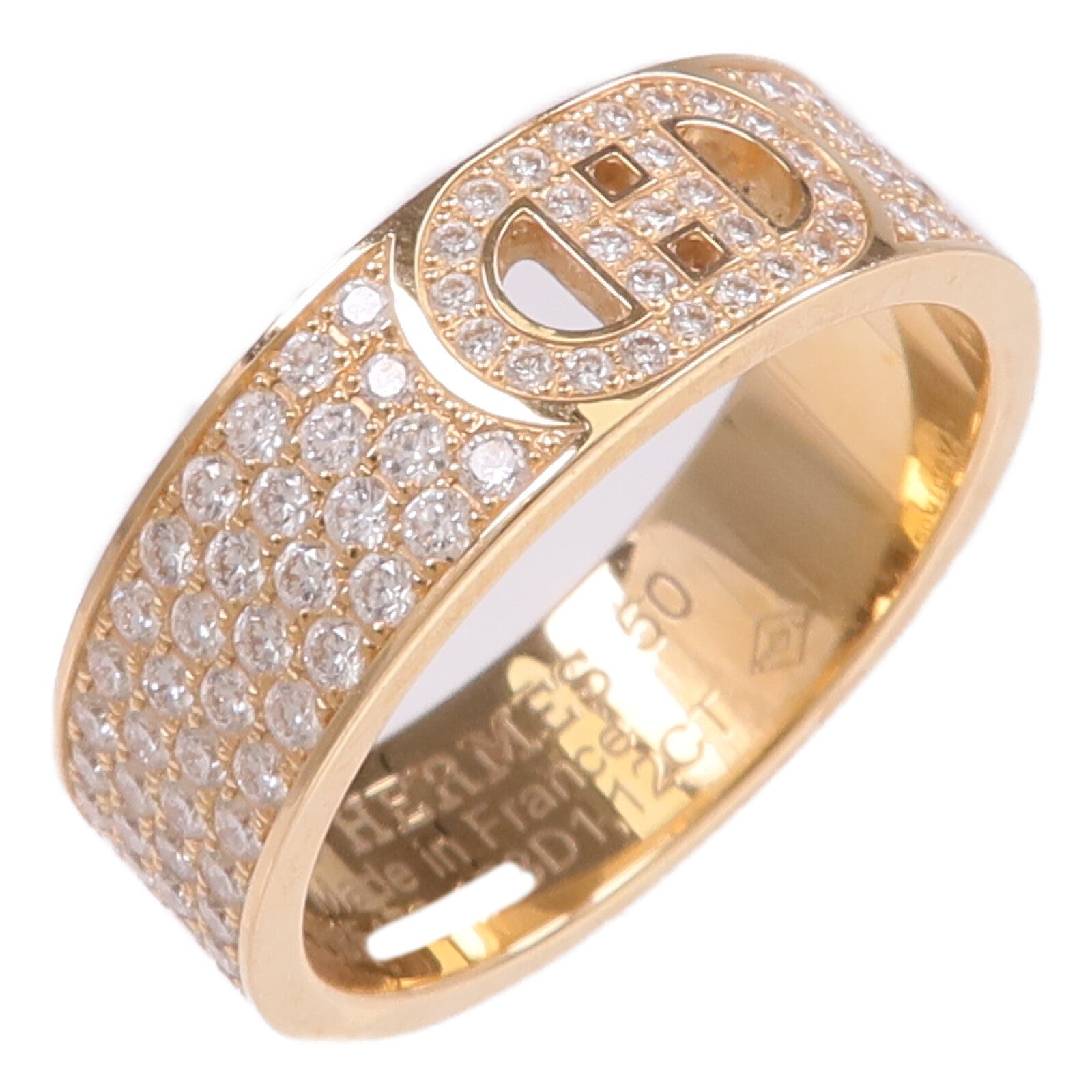 HERMES 【激減優惠】18K玫瑰金H d'ancre Ring鑽石戒指Hermes#50/US#5.25