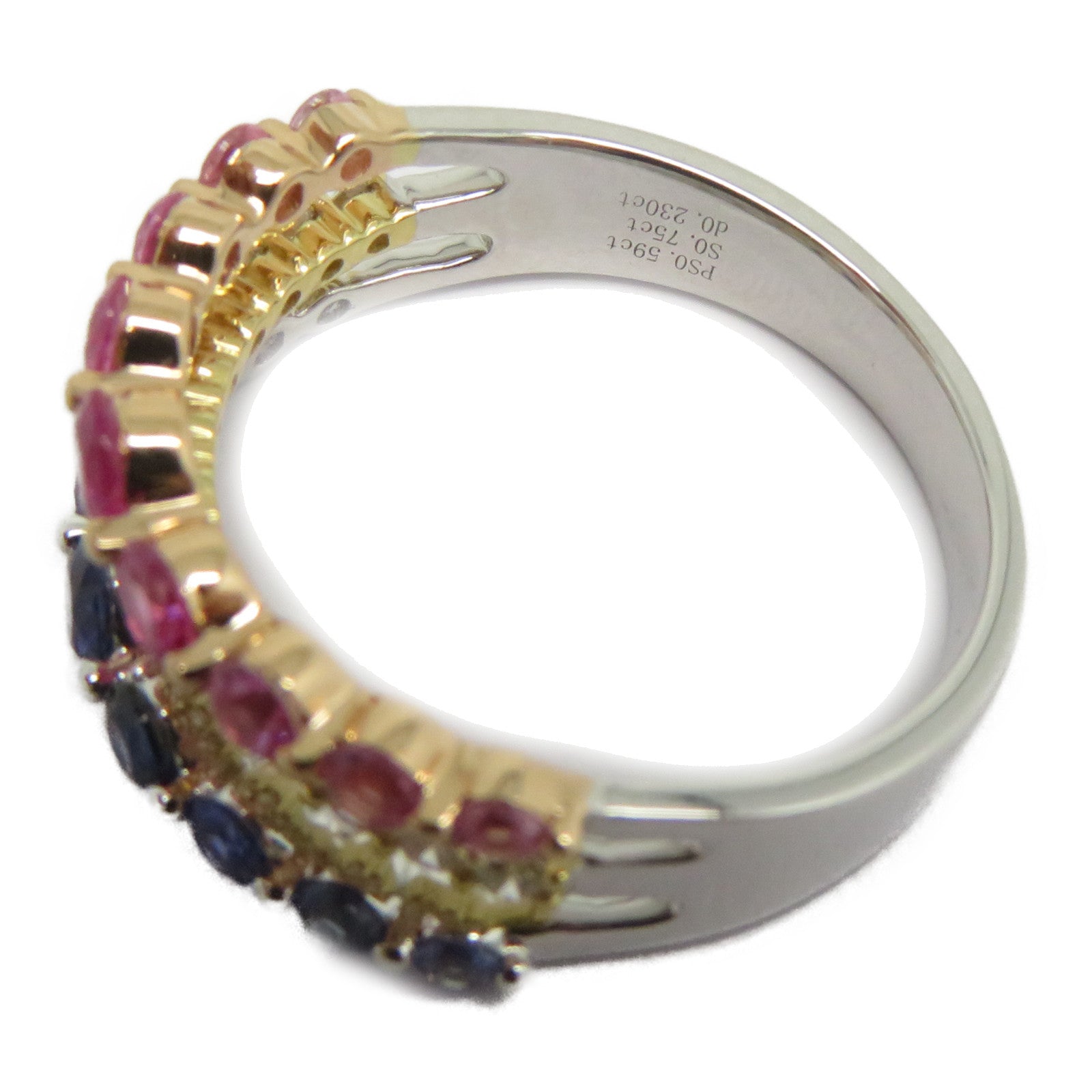 JEWELRY 【激減優惠】18K白金Sapphire Diamond Ring 0.75藍寶石/0.59ct粉紅色藍寶石/0.32ct鑽石戒指US#6.5