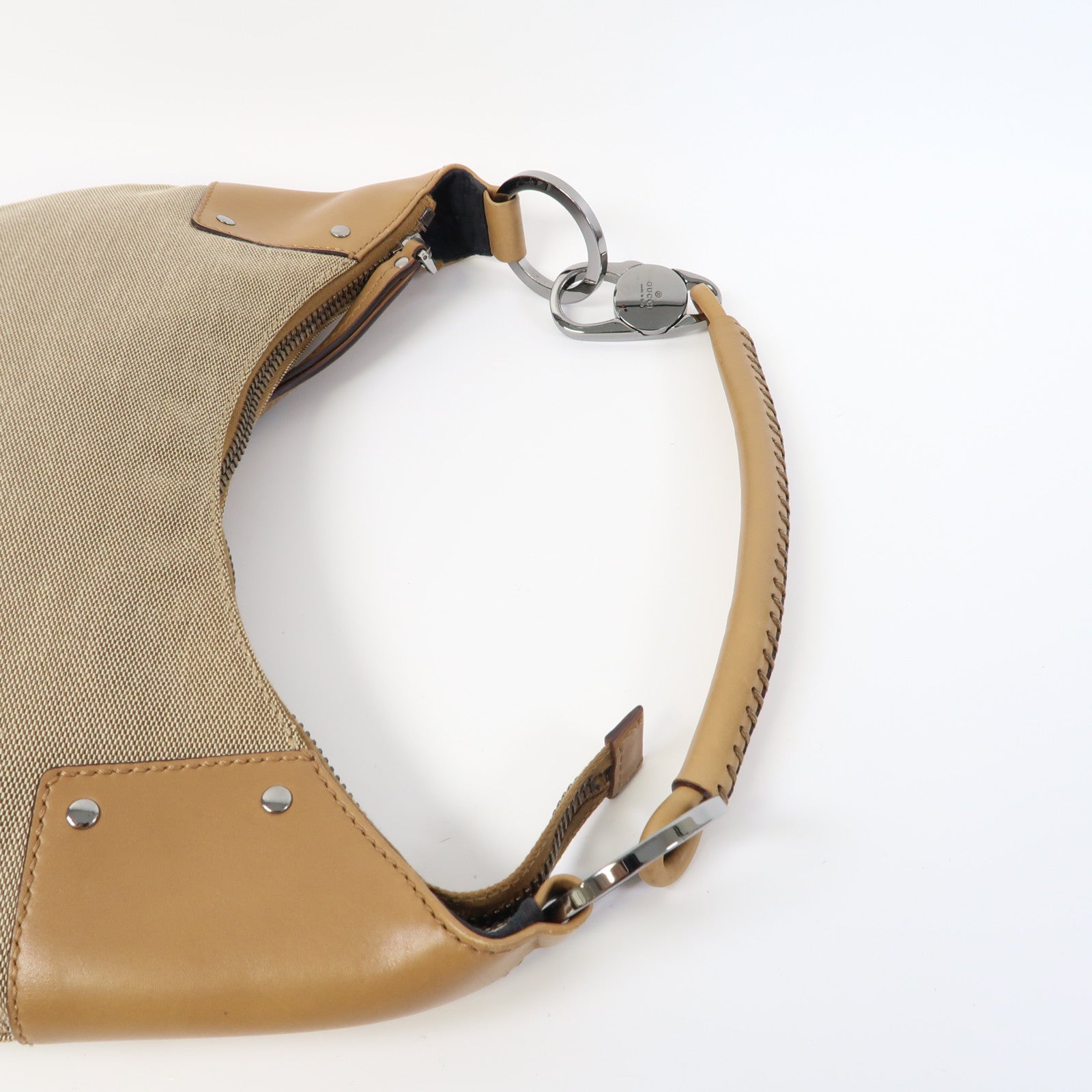 GUCCI 帆布Shoulder Bag銀扣肩背袋啡色