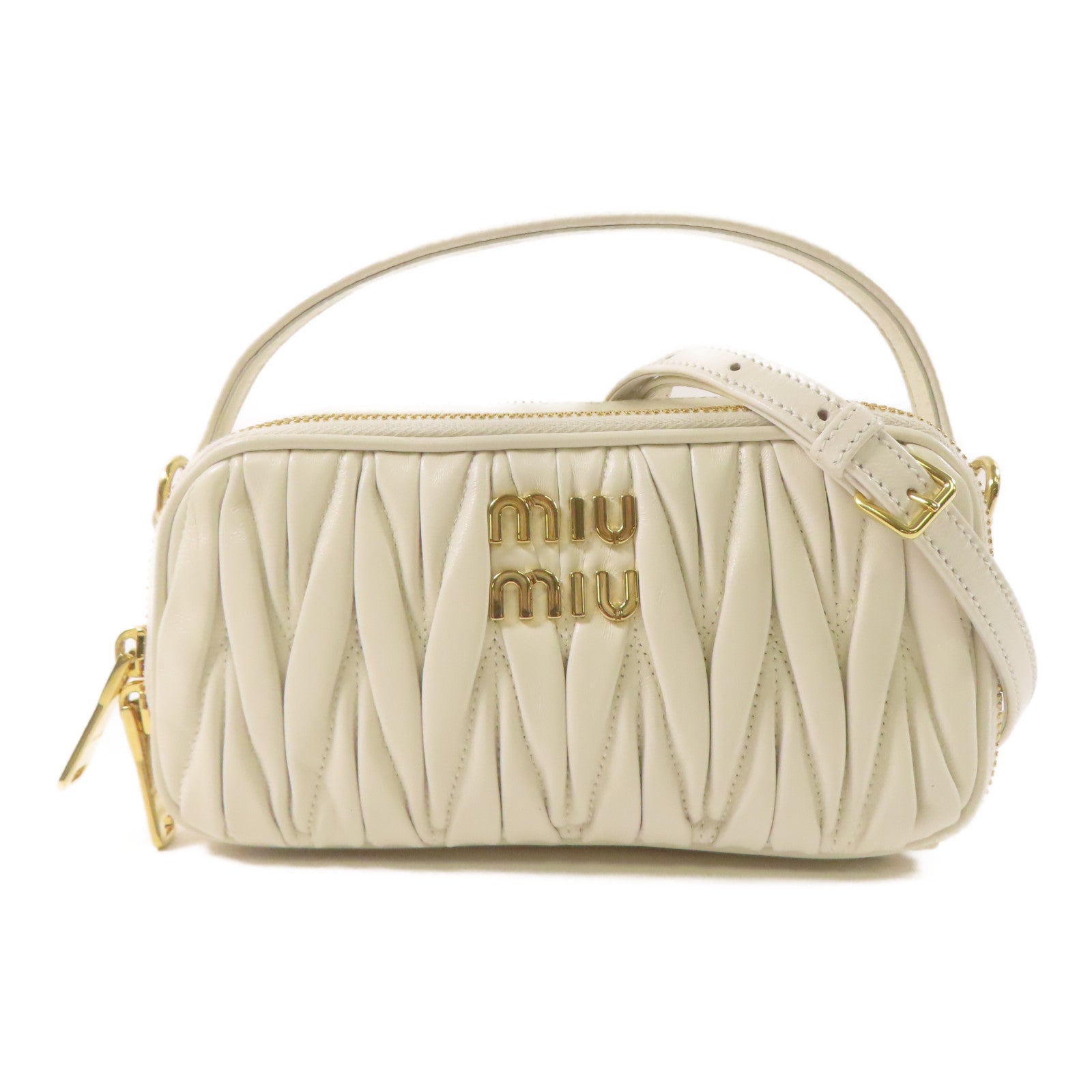 Miu Miu 羊皮皮革Matlasse Nappa Shoulder Bag金扣肩背袋白色