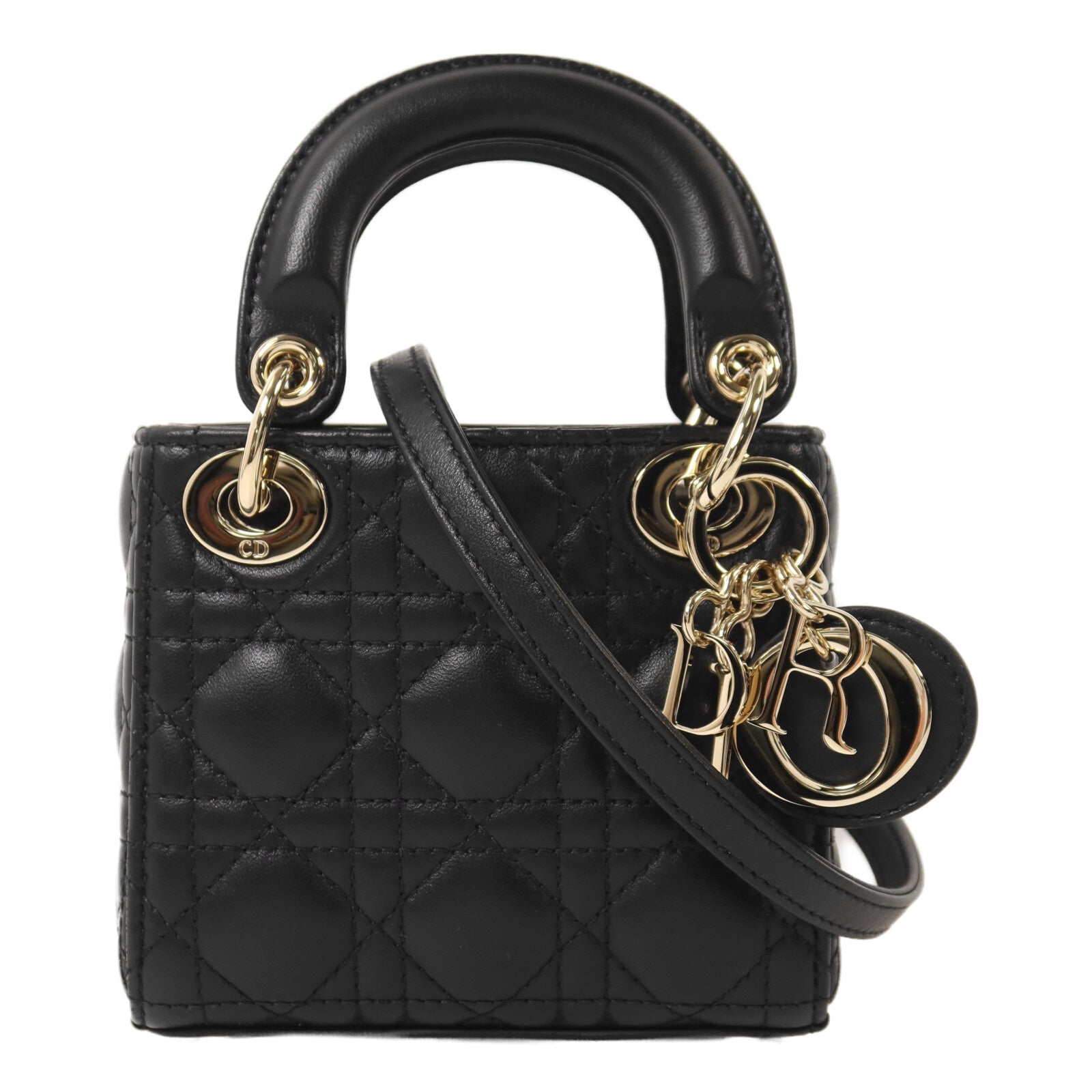 Dior 羊皮皮革Lady Dior Micro手挽肩背兩用袋