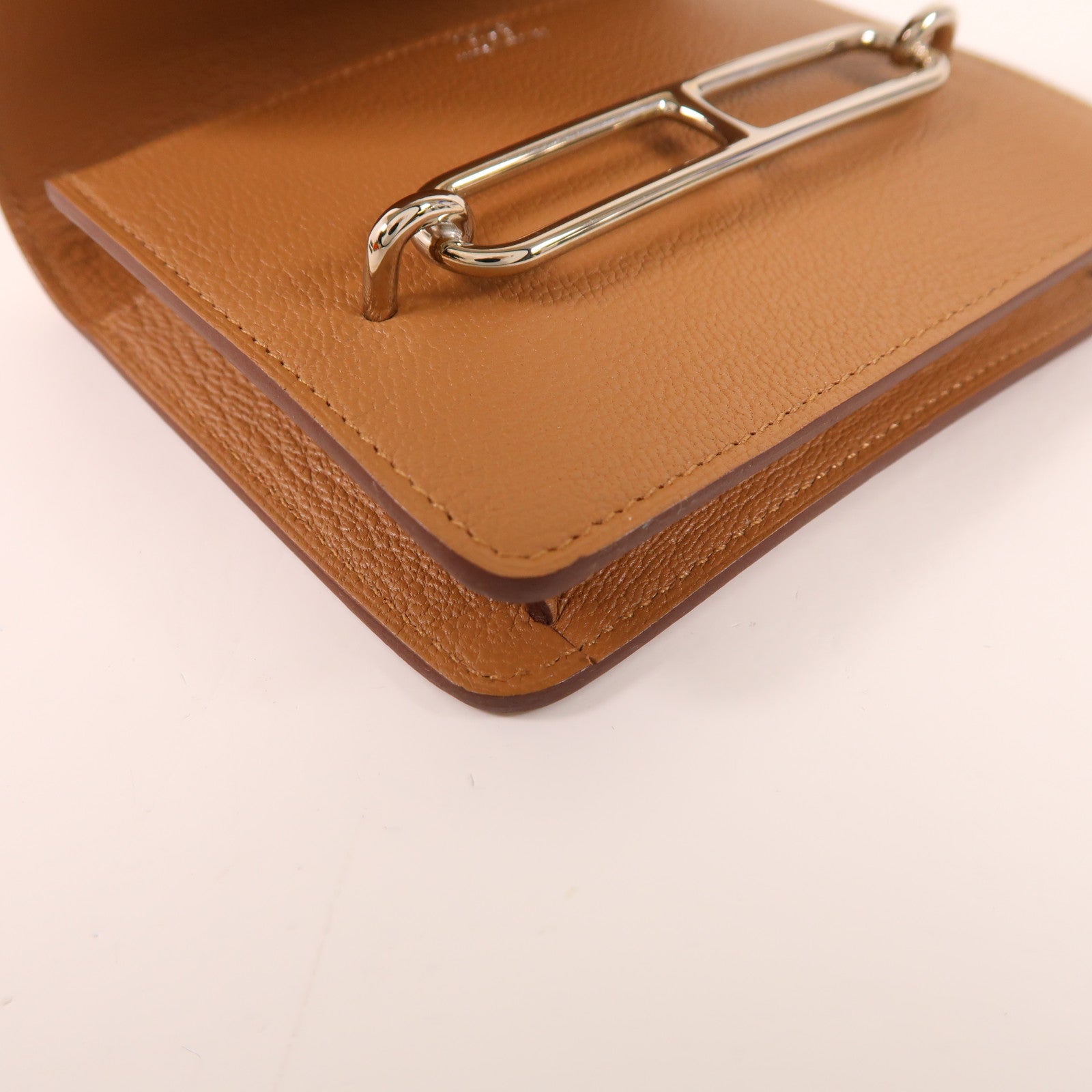 HERMES Chevre皮革Roulis Slim銀扣錢包