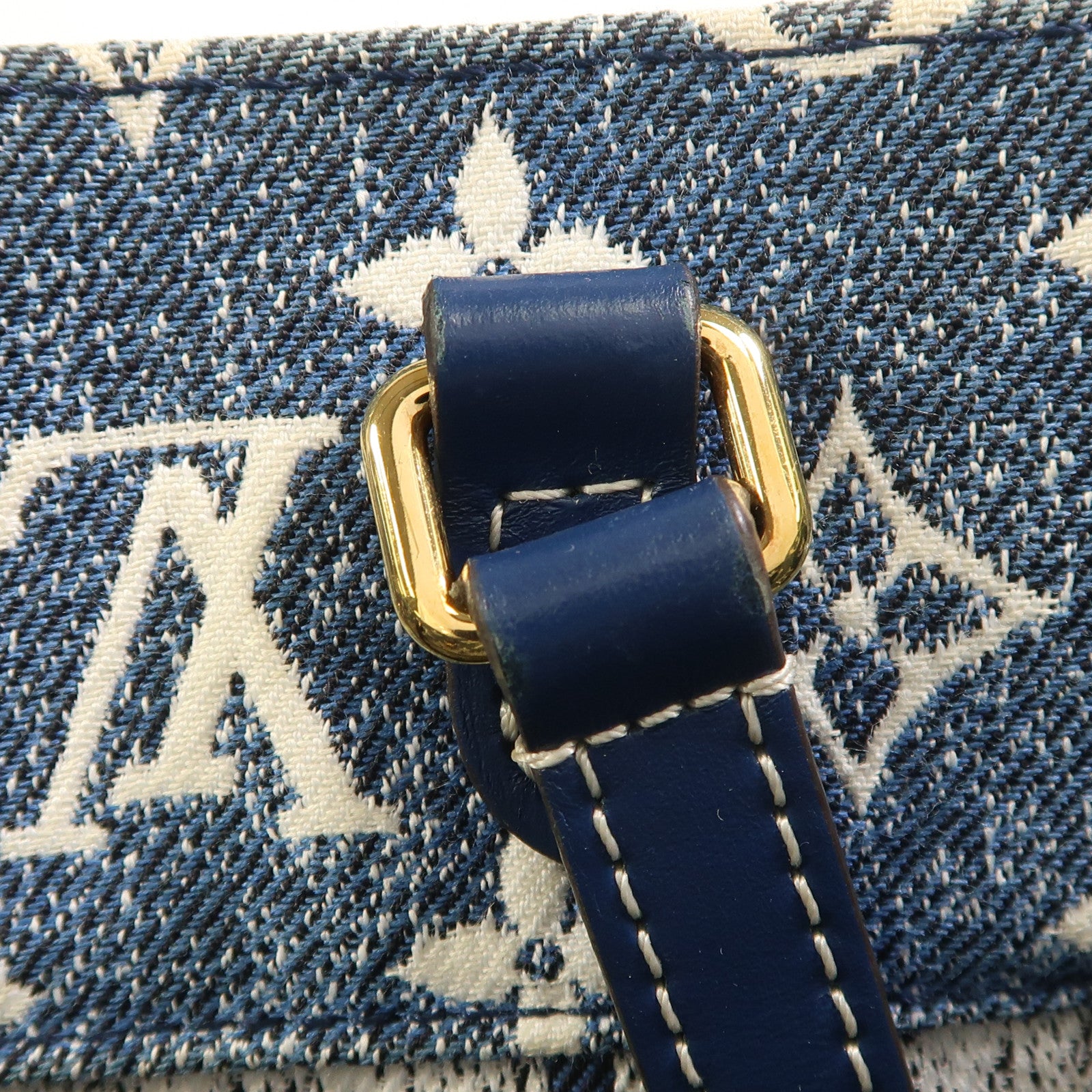 LOUIS VUITTON Monogram Denim On The Go MM金扣手挽肩背兩用袋