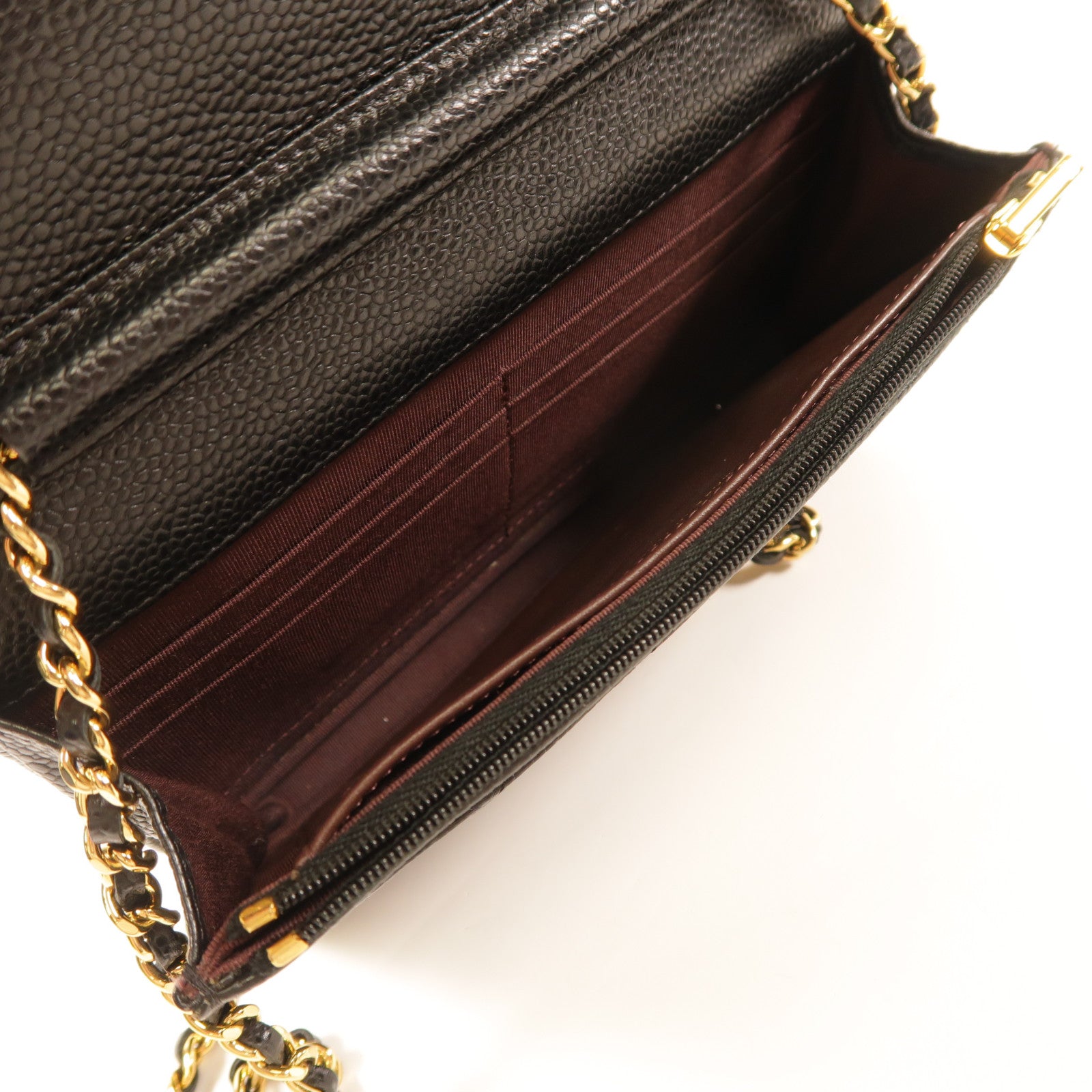CHANEL 牛皮皮革Wallet On Chain金扣鏈帶肩背袋
