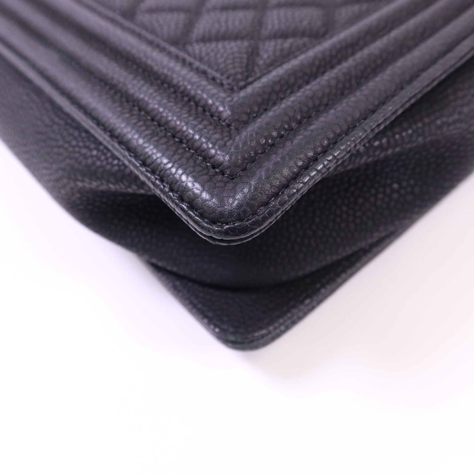 CHANEL 牛皮皮革Boy 30銀扣鏈帶肩背袋