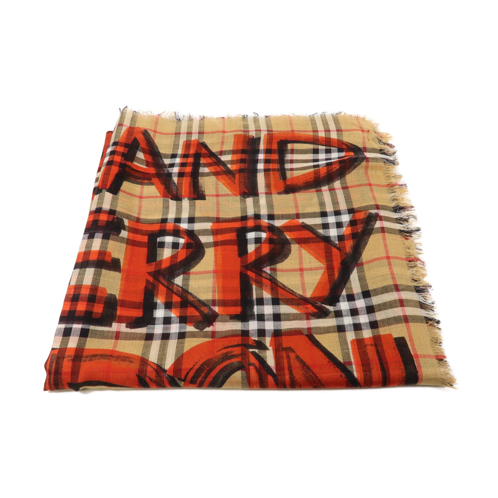 BURBERRY 【激減優惠】絲質Muffler圍巾啡色/紅色