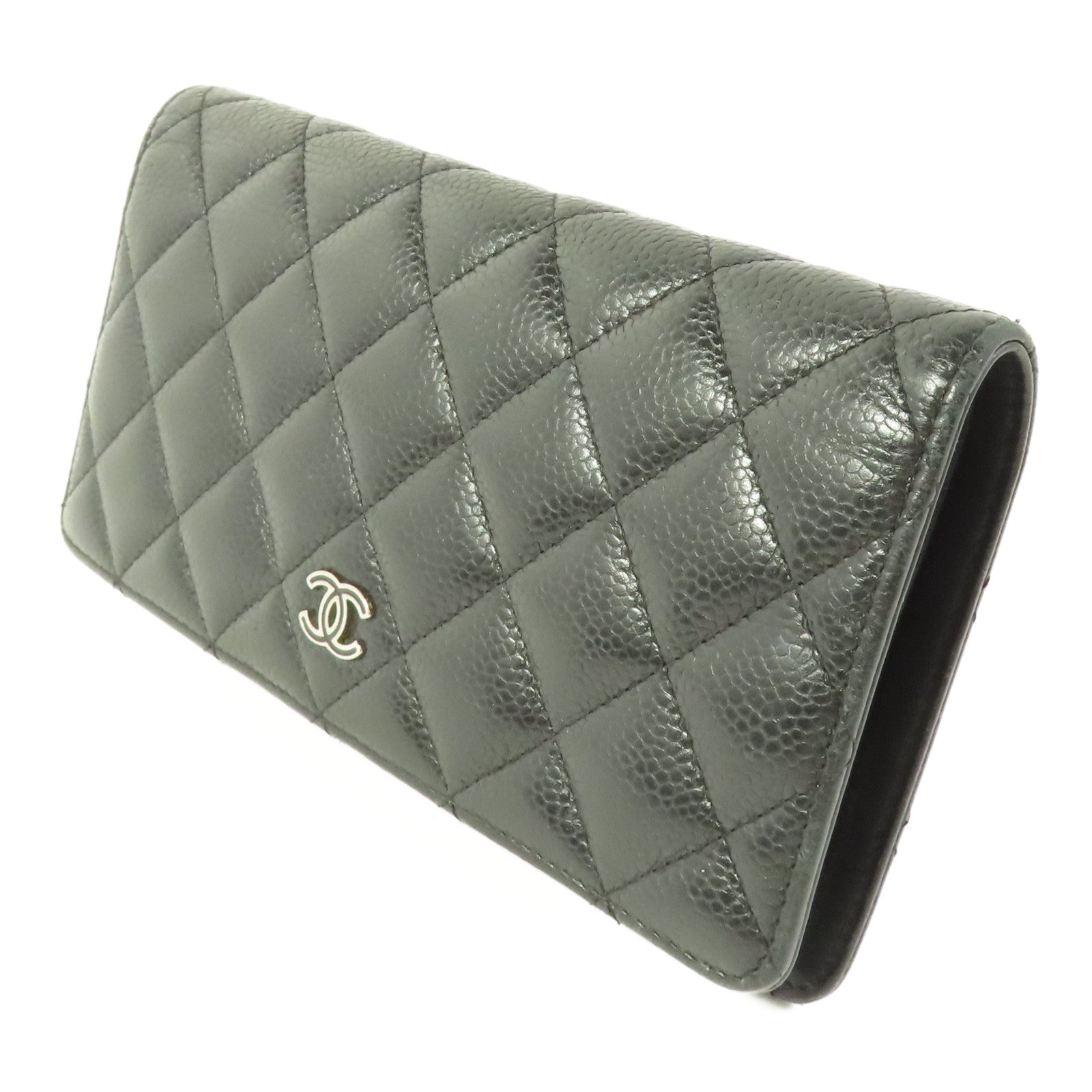 CHANEL 牛皮皮革Long Wallet銀扣長錢包