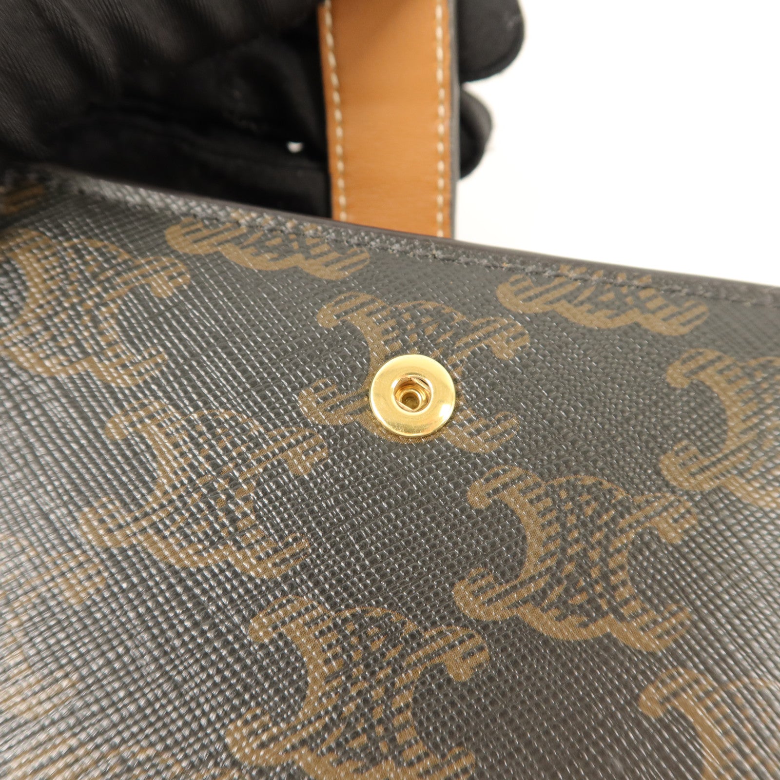 CELINE 塗層帆布Small Strap Triomphe Wallet錢包