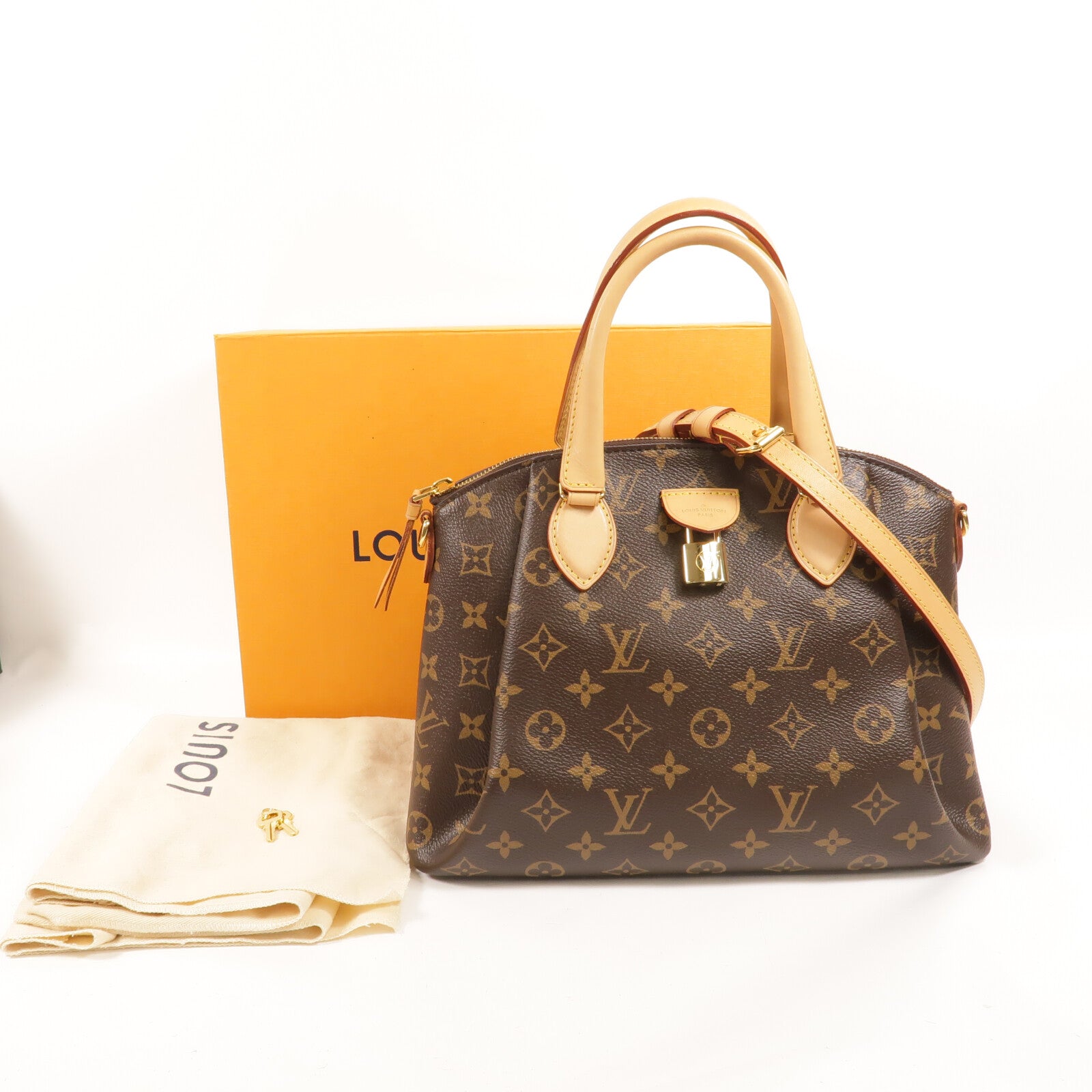 LOUIS VUITTON Monogram Rivoli PM手挽肩背兩用袋棕色