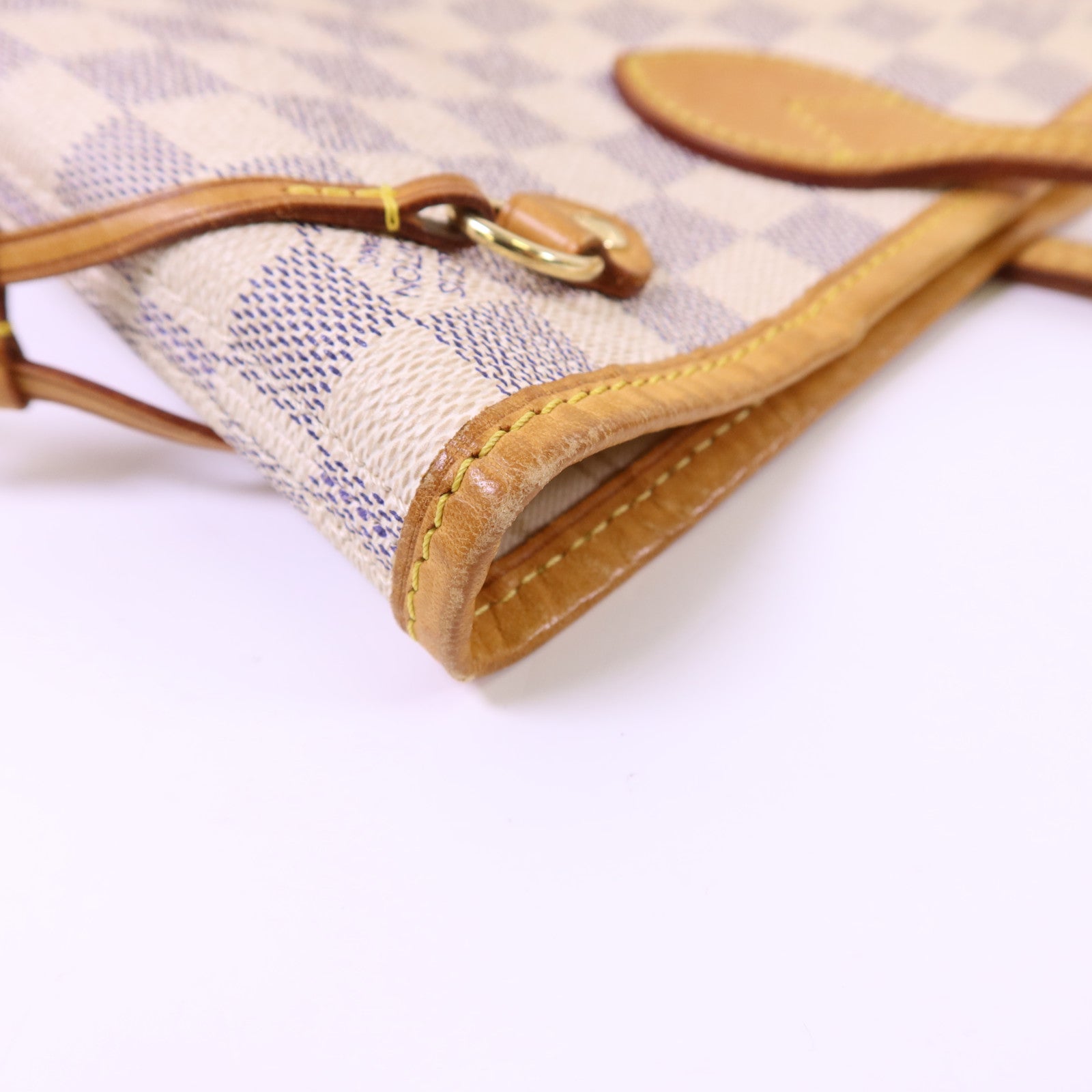 LOUIS VUITTON Damier Azur Neverfull PM金扣手挽袋