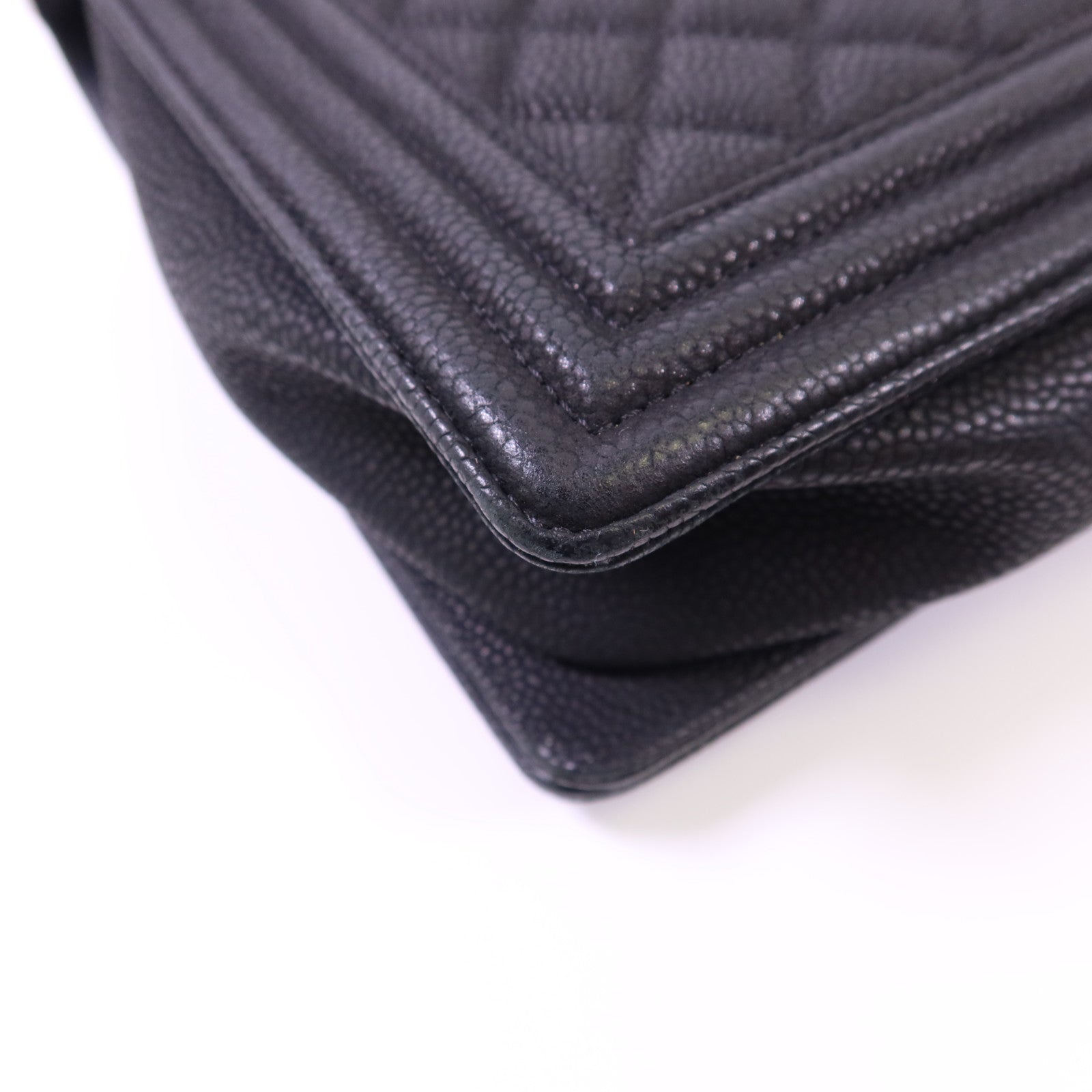 CHANEL 牛皮皮革Boy 30銀扣鏈帶肩背袋