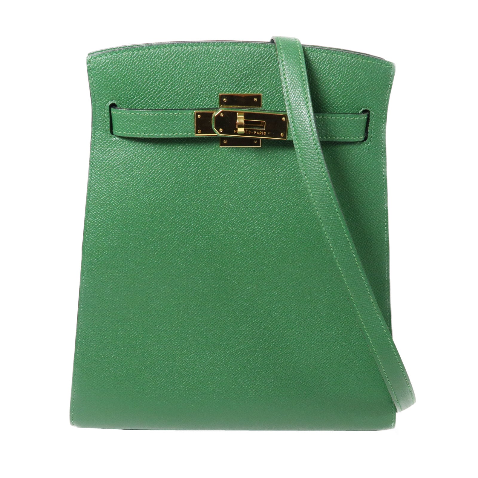 HERMES 【激減優惠】Epsom皮革Kelly Sports金扣肩背袋綠色