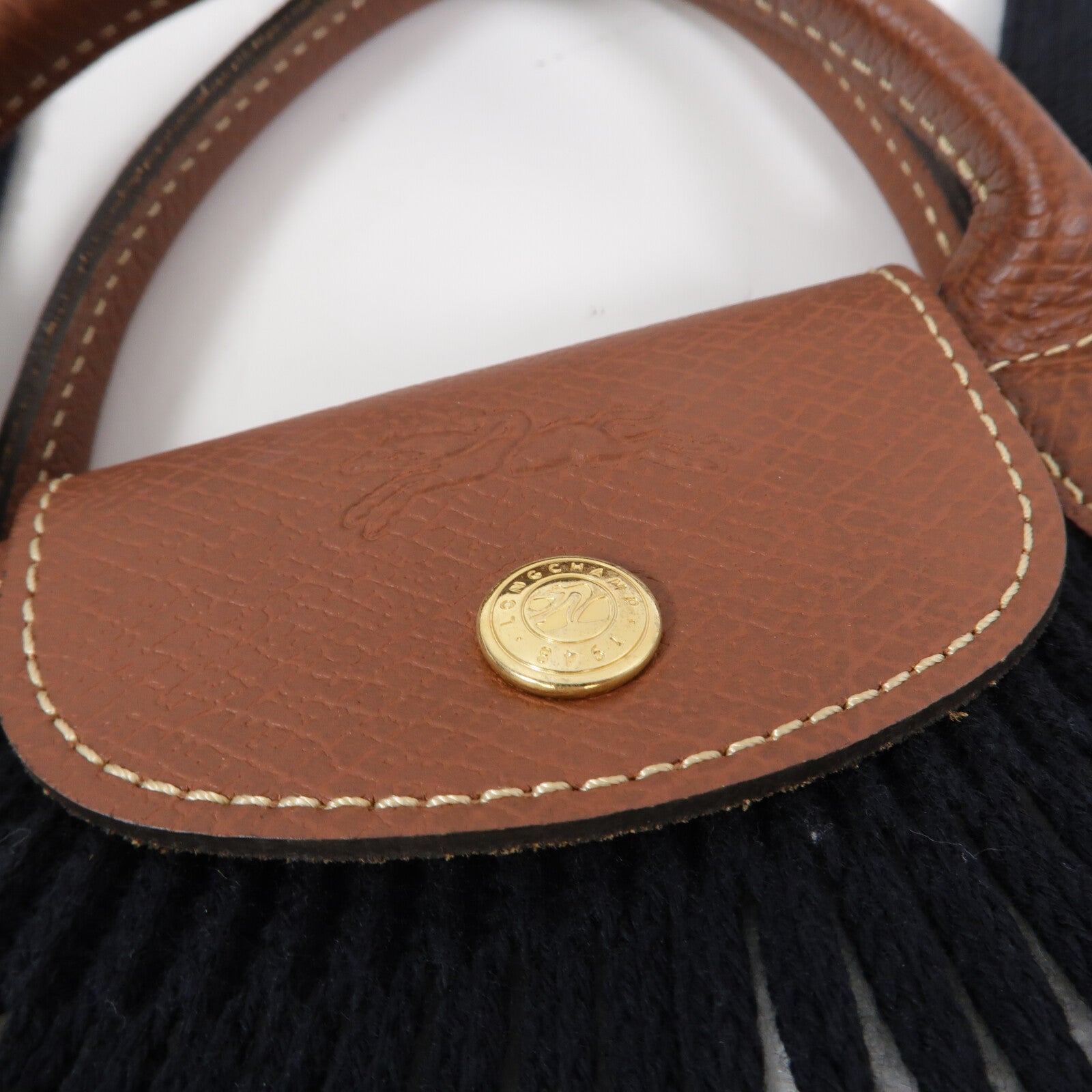 Longchamp 棉質/皮革Hand Bag手挽肩背兩用袋