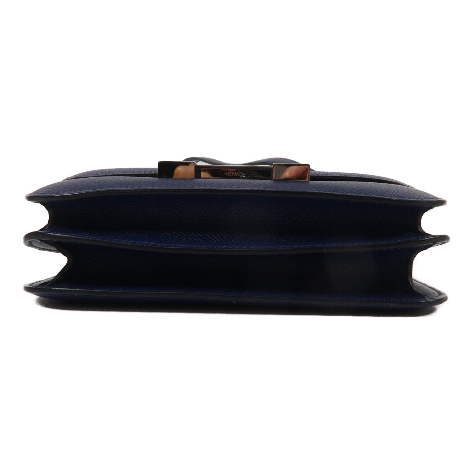 HERMES Epsom皮革Constance Mini肩背袋Bleu Saphir