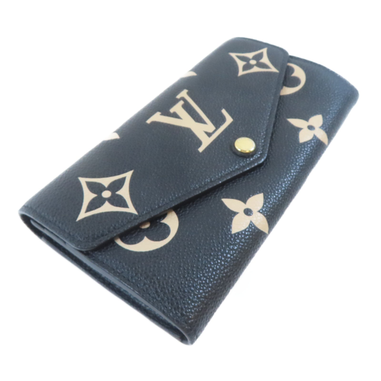 LOUIS VUITTON Monogram Empreinte Sarah Wallet金扣長錢包黑色