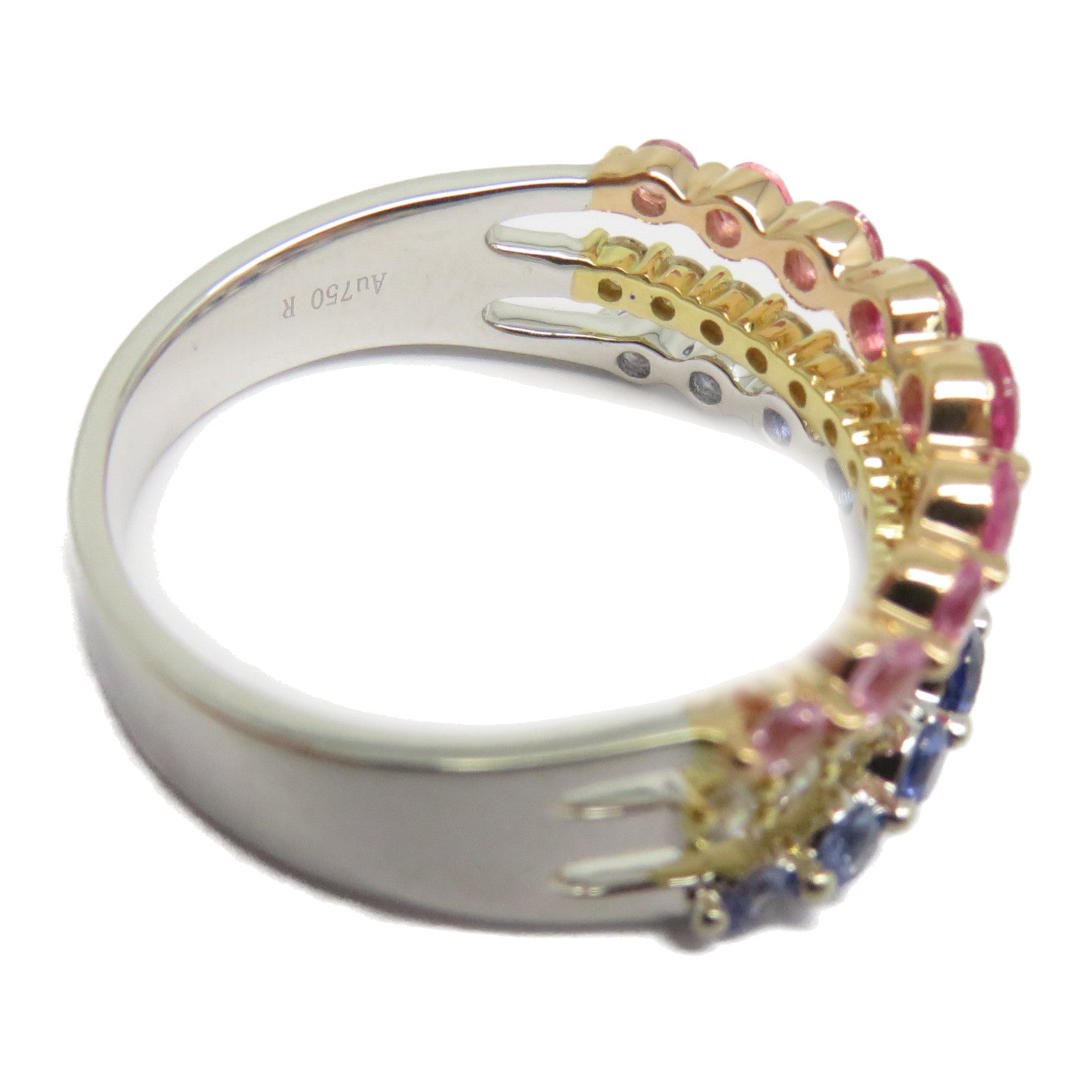 JEWELRY 【激減優惠】18K白金Sapphire Diamond Ring 0.75藍寶石/0.59ct粉紅色藍寶石/0.32ct鑽石戒指US#6.5