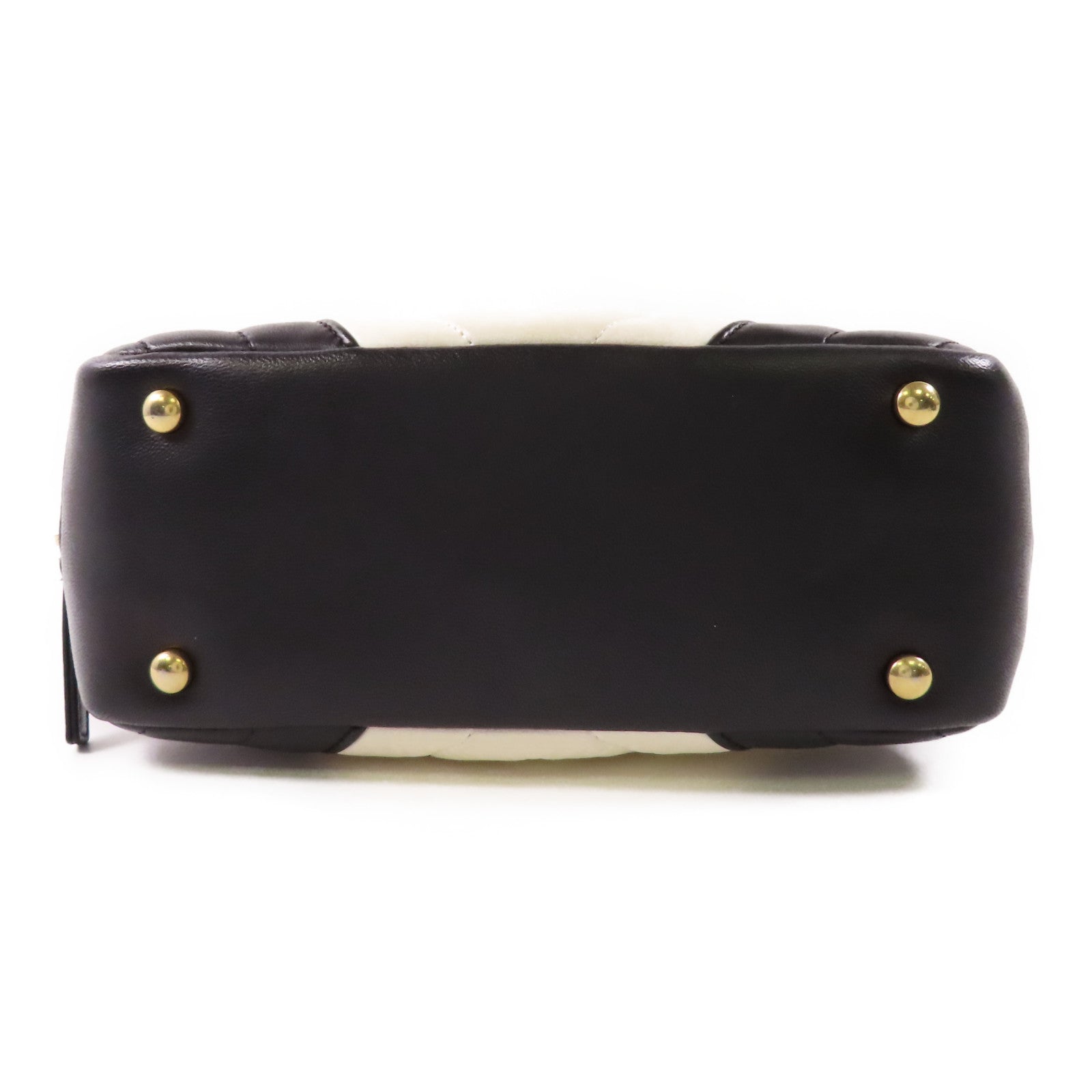 CHANEL CC GHW Chain Shoulder Bag Lambskin Leather Black White