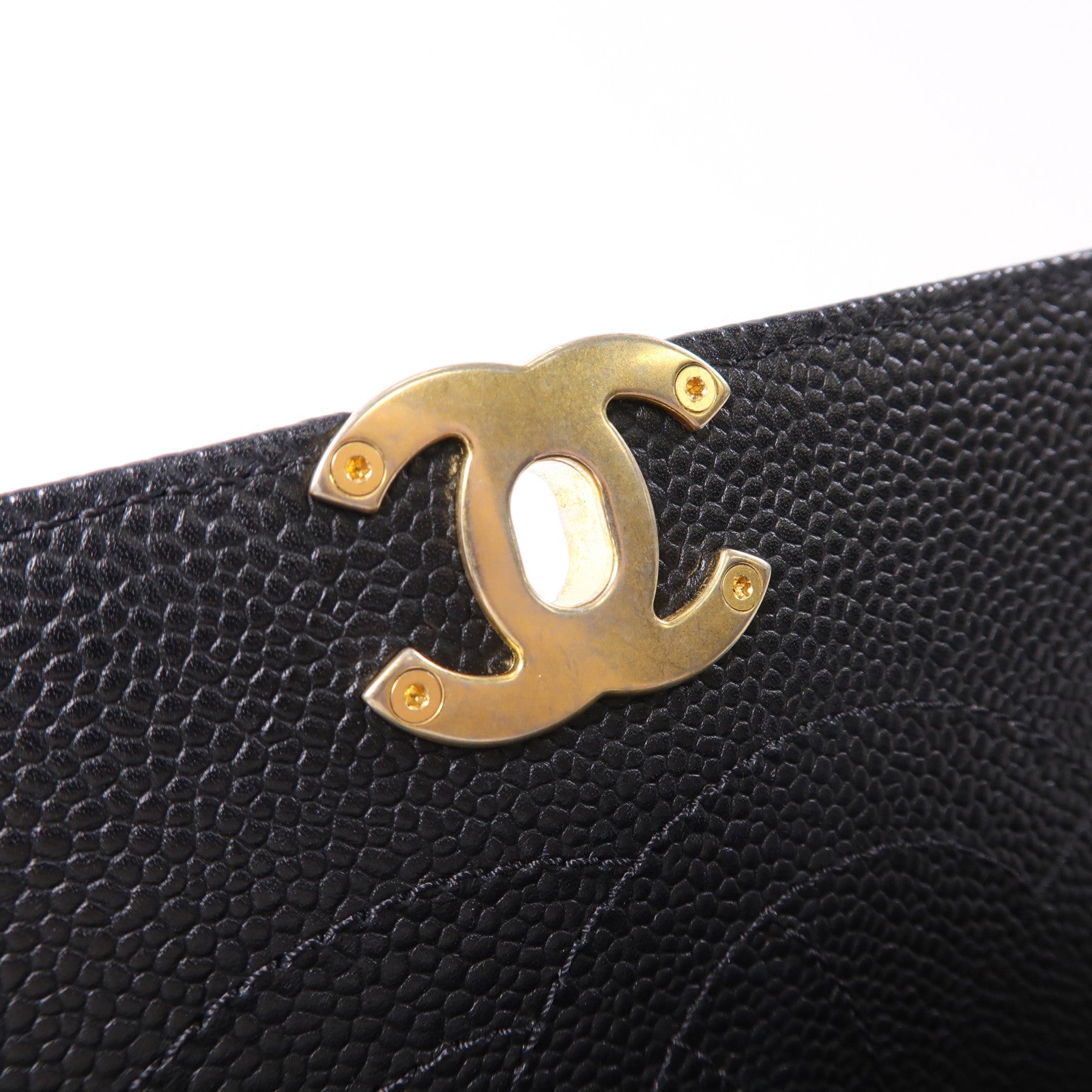 CHANEL 牛皮皮革2Way Shoulder金扣鏈帶手挽肩背兩用袋黑色