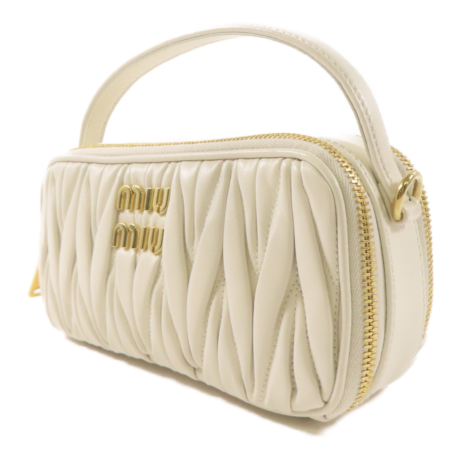 Miu Miu 羊皮皮革Matlasse Nappa Shoulder Bag金扣肩背袋白色