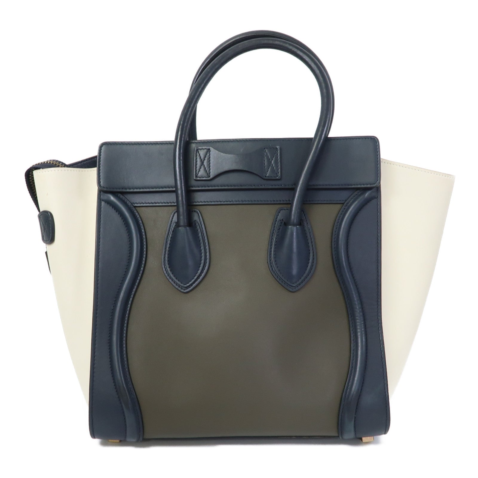 CELINE 牛皮皮革Micro Luggage Handbag金扣手挽袋綠色/藍色/白色