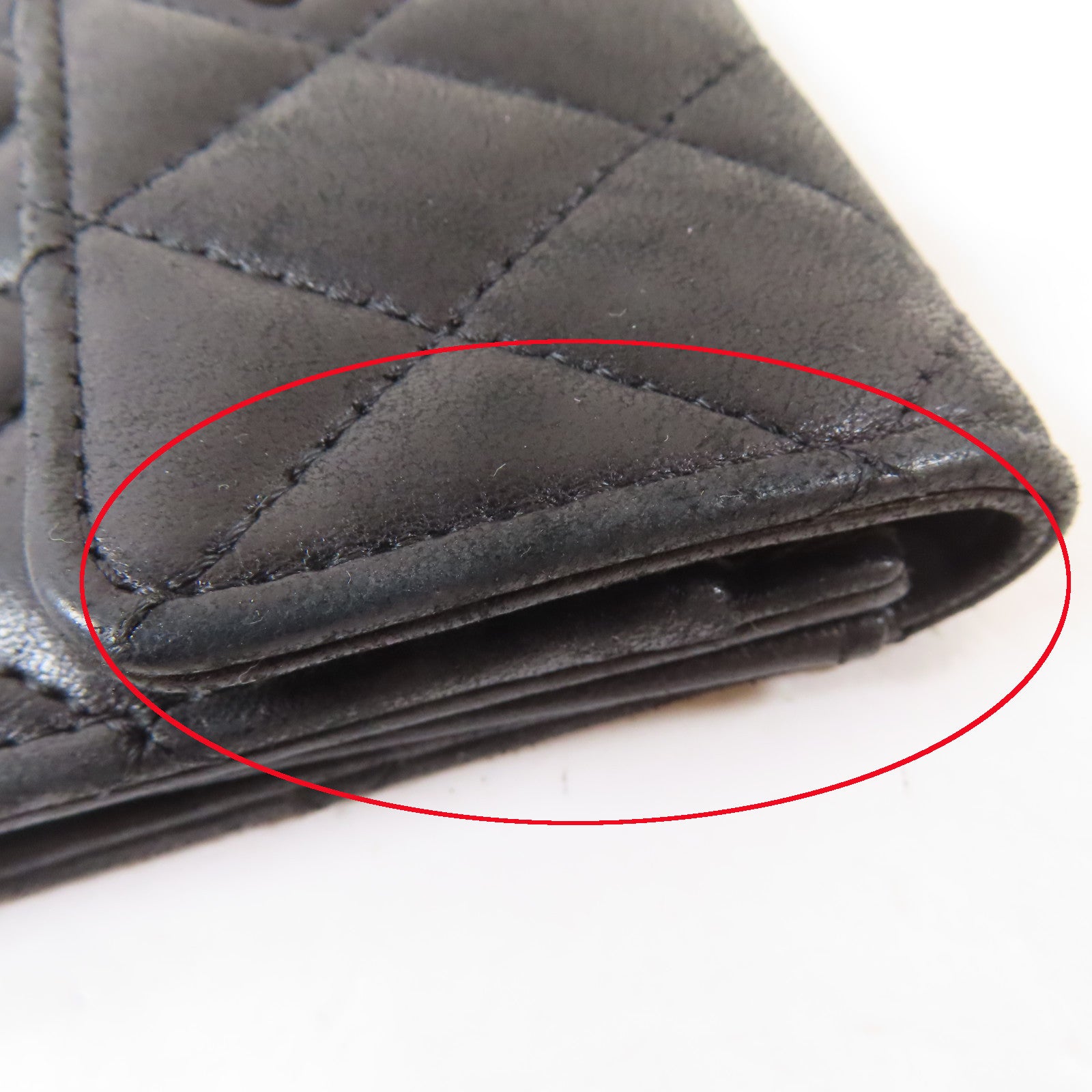 CHANEL 菱格羊皮皮革Card Case銀扣卡片套黑色