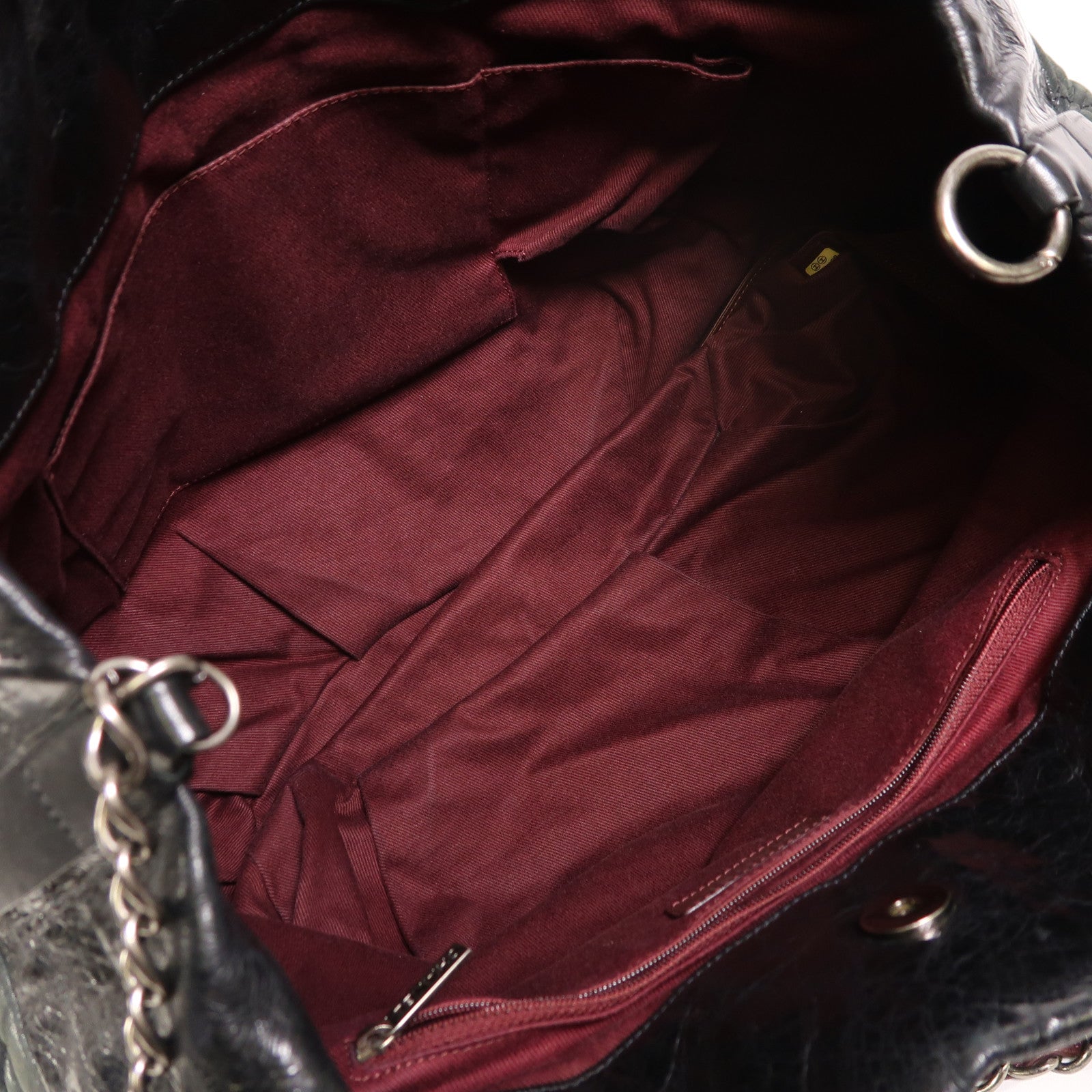 CHANEL 牛皮皮革Chain Shoulder銀扣手挽肩背兩用袋