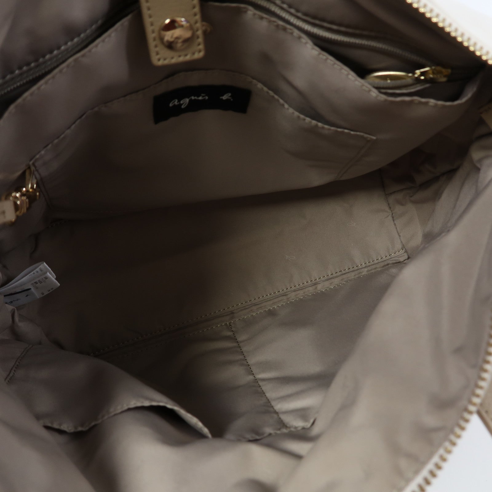 agnes b. 尼龍Tote Bag金扣肩背袋白色