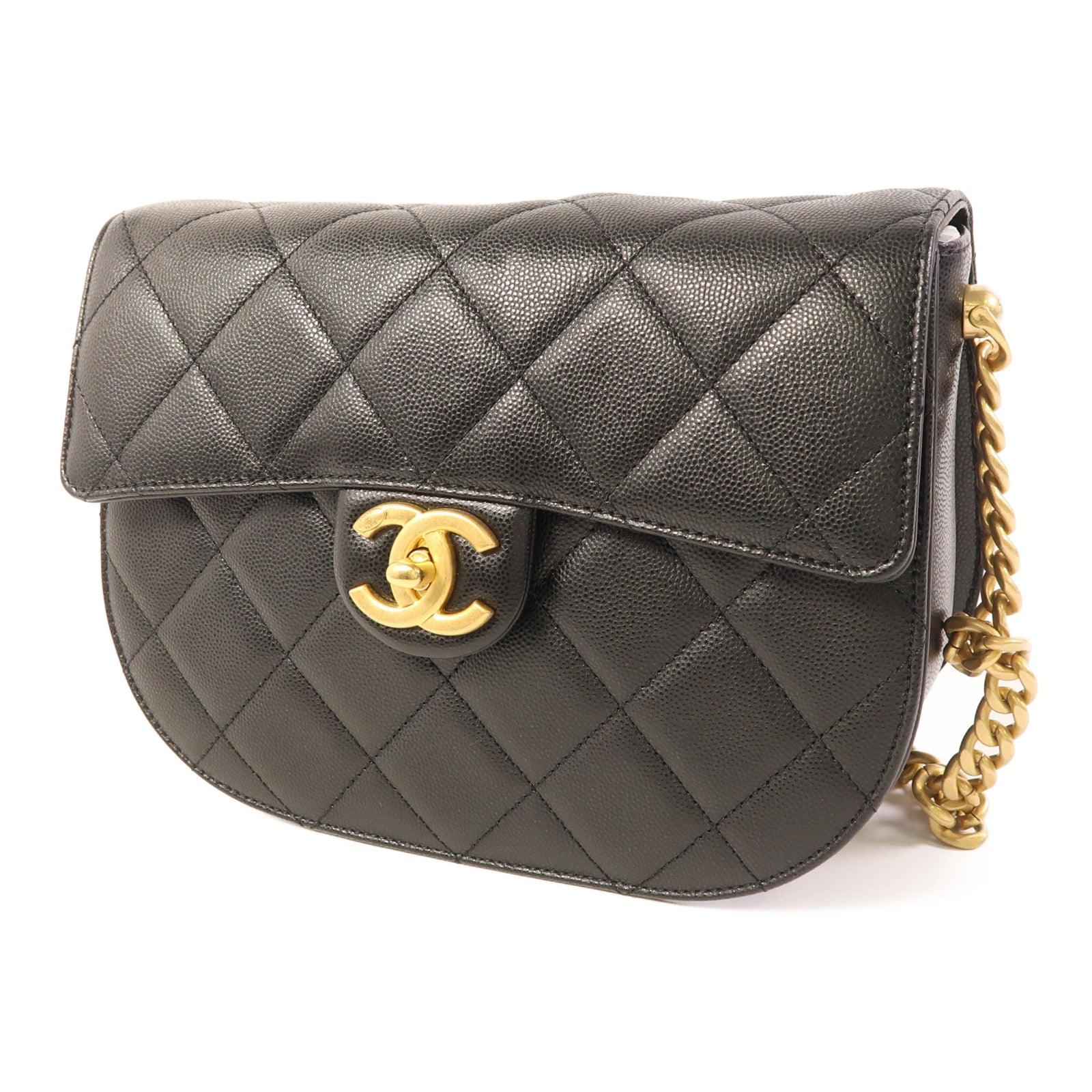 CHANEL 牛皮皮革Chain Shoulder金扣肩背袋