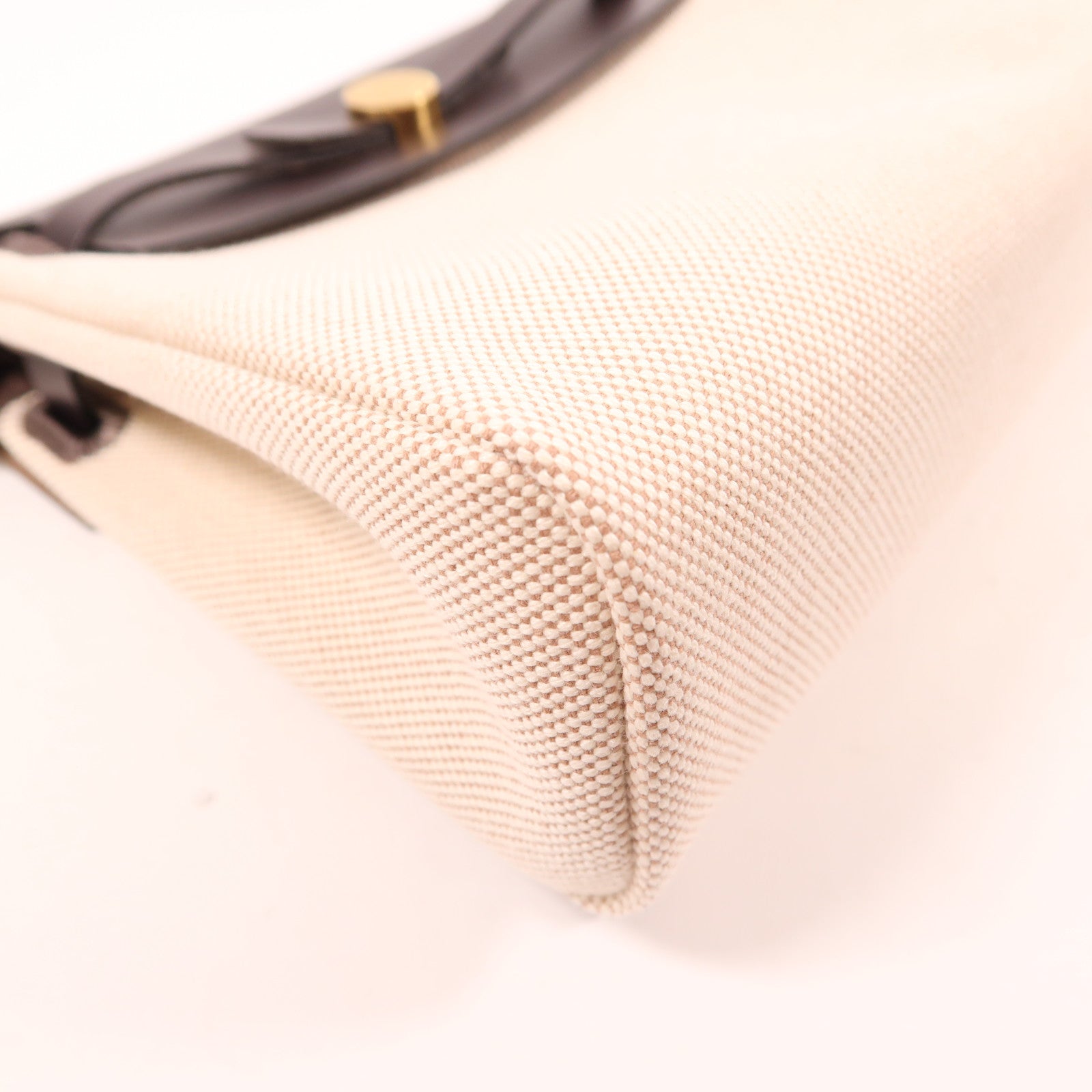 HERMES 帆布/皮革HerBag Zip 20金扣肩背袋