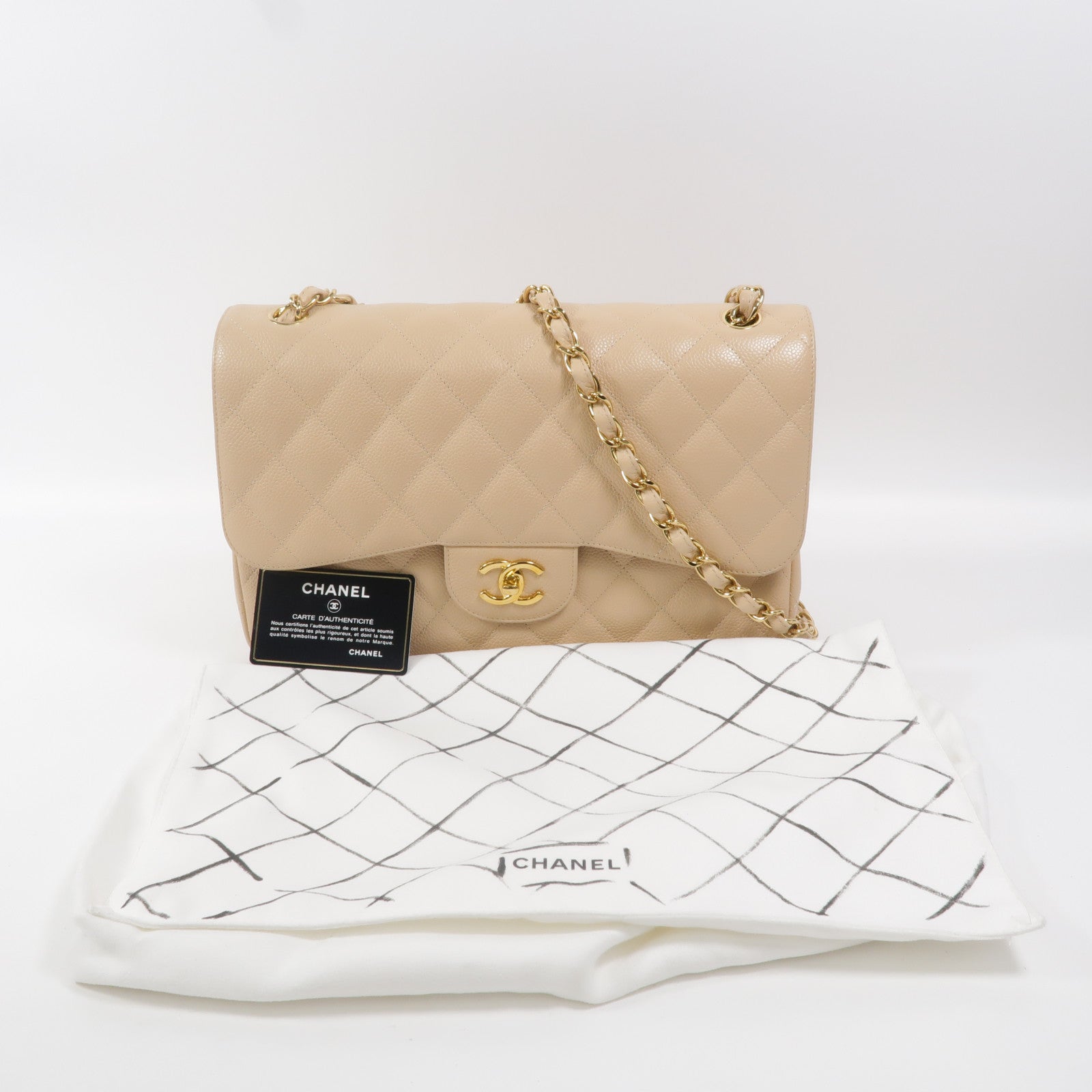 CHANEL 牛皮皮革Large Classic鏈帶肩背袋