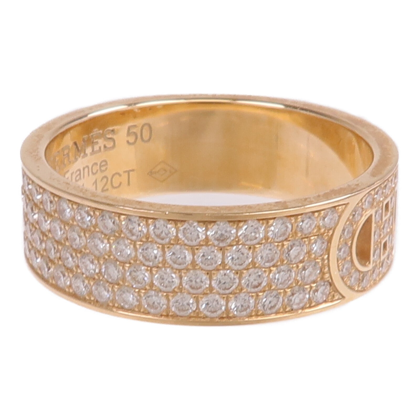 HERMES 【激減優惠】18K玫瑰金H d'ancre Ring鑽石戒指Hermes#50/US#5.25