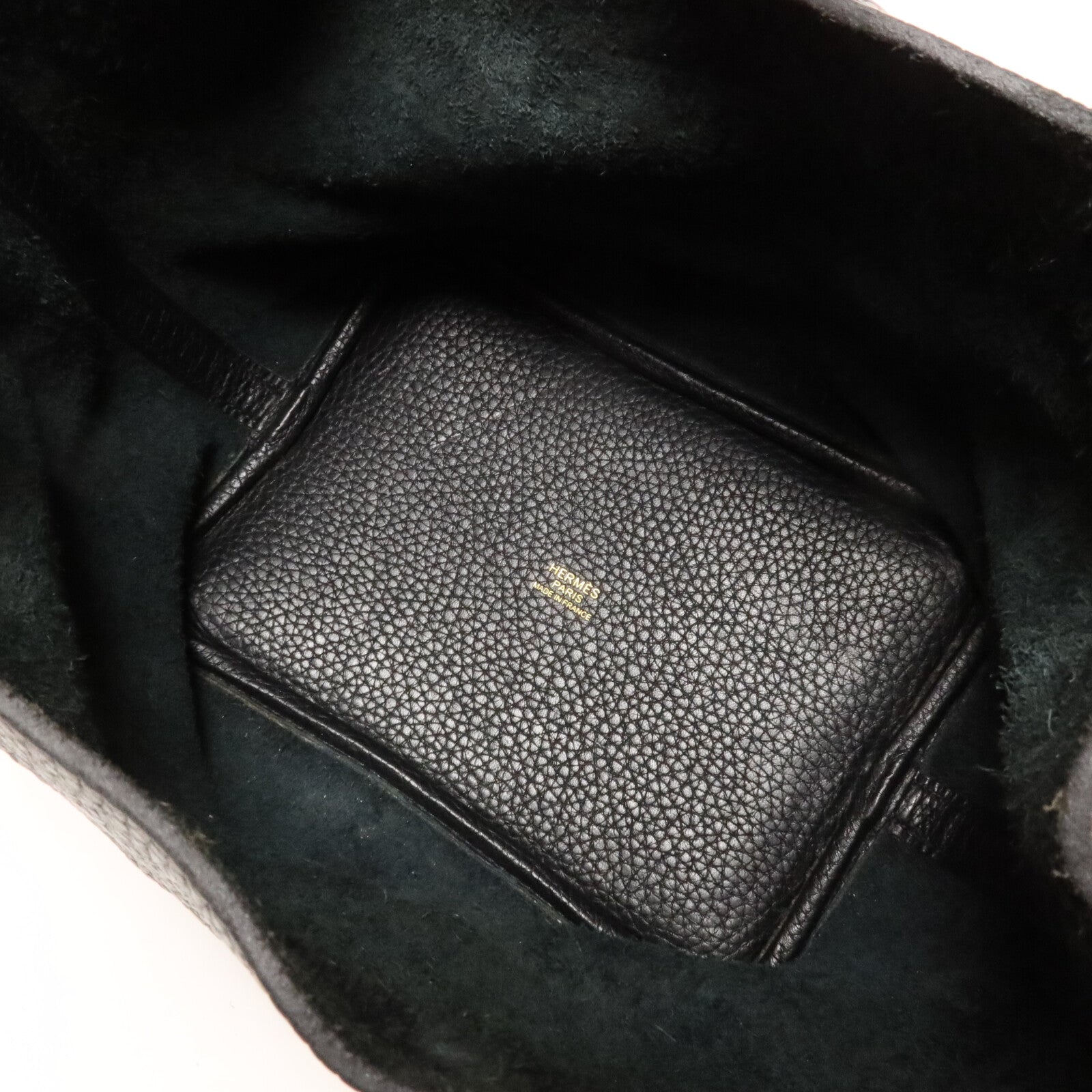 HERMES Clemence皮革Picotin PM手挽袋Noir