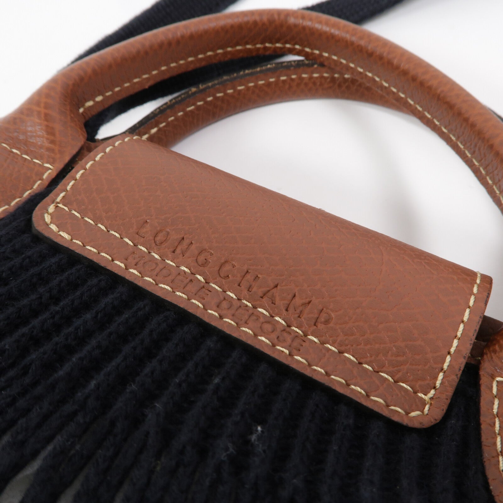 Longchamp 棉質/皮革Hand Bag手挽肩背兩用袋
