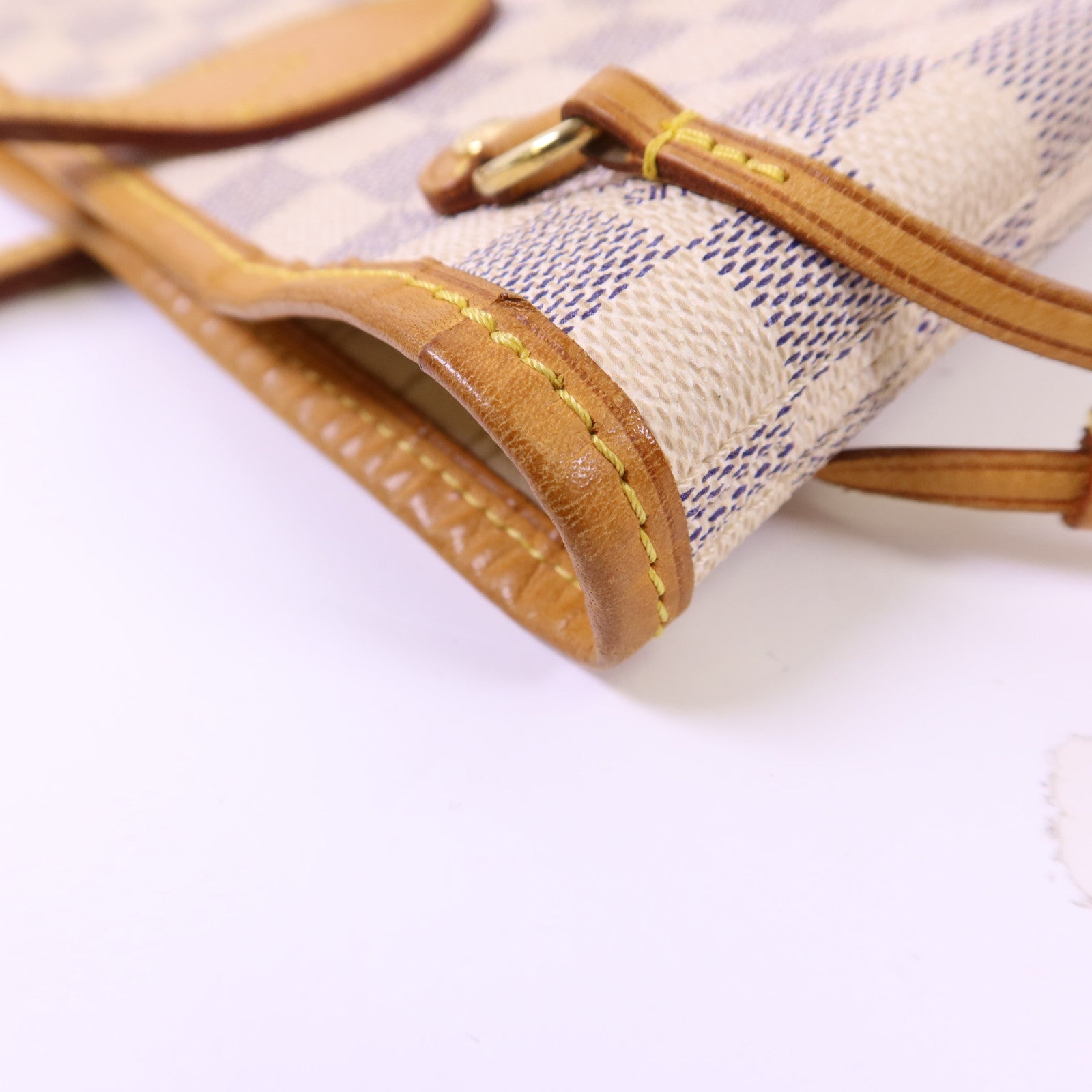 LOUIS VUITTON Damier Azur Neverfull PM金扣手挽袋