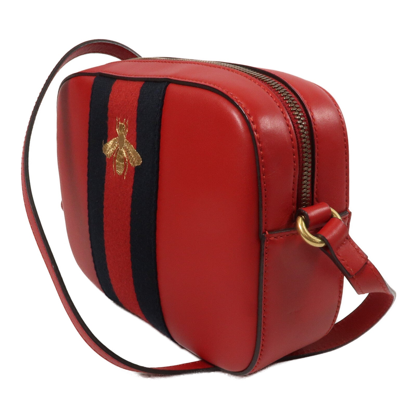 GUCCI 牛皮皮革Gucci Bee Web Camera Bag肩背袋