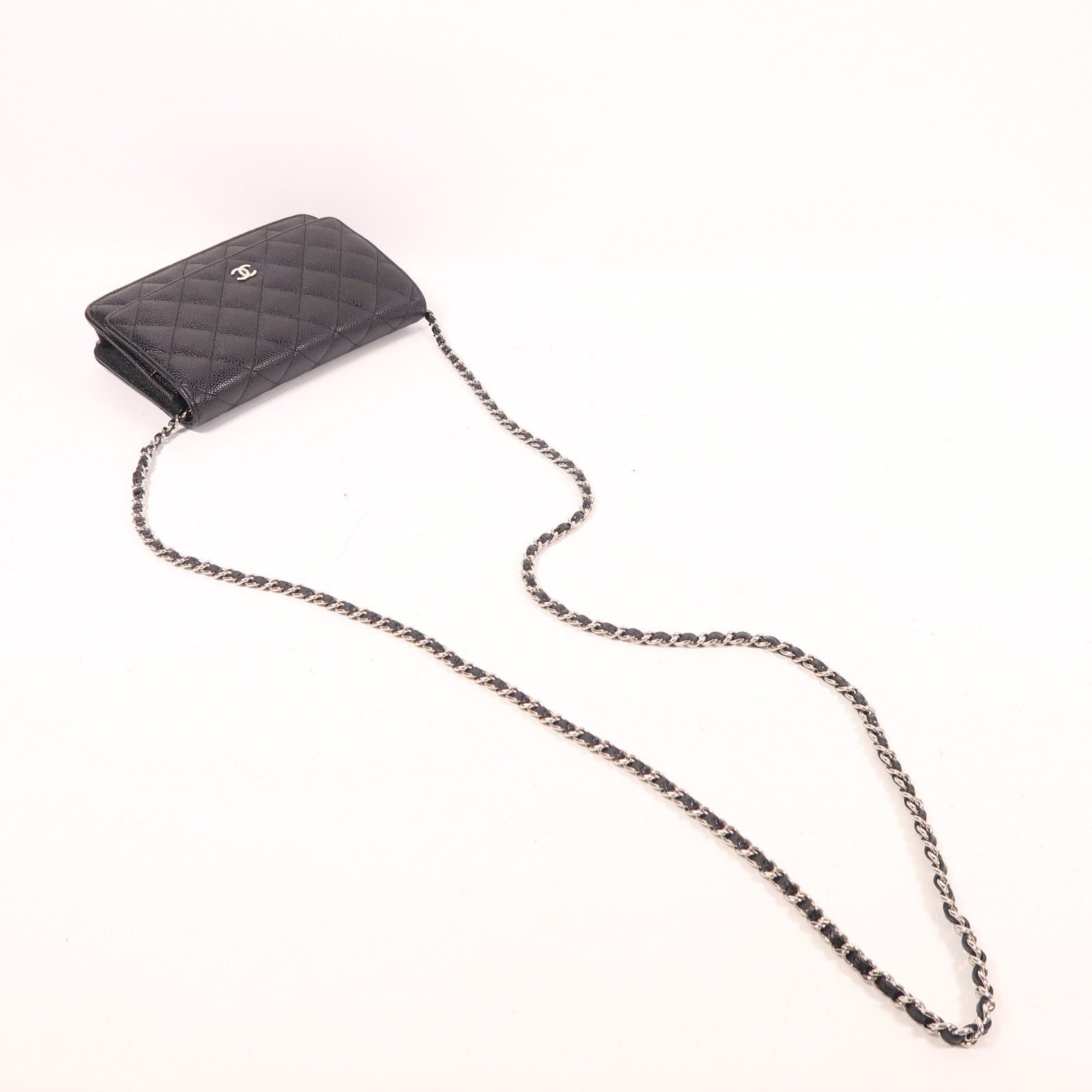 CHANEL 牛皮皮革WOC Wallet On Chain銀扣鏈帶肩背袋