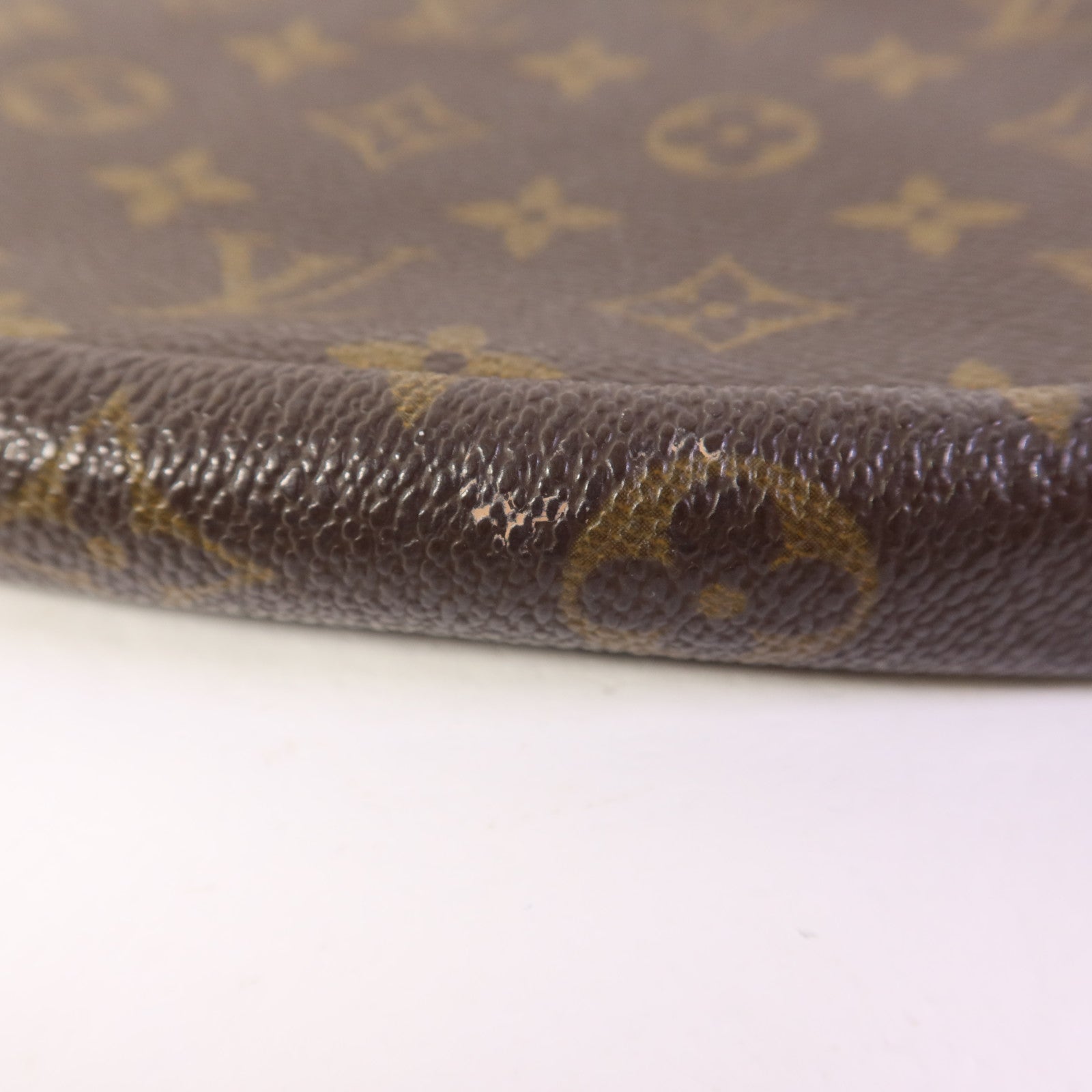 LOUIS VUITTON Monogram Pochette Accessoires金扣手挽袋棕色