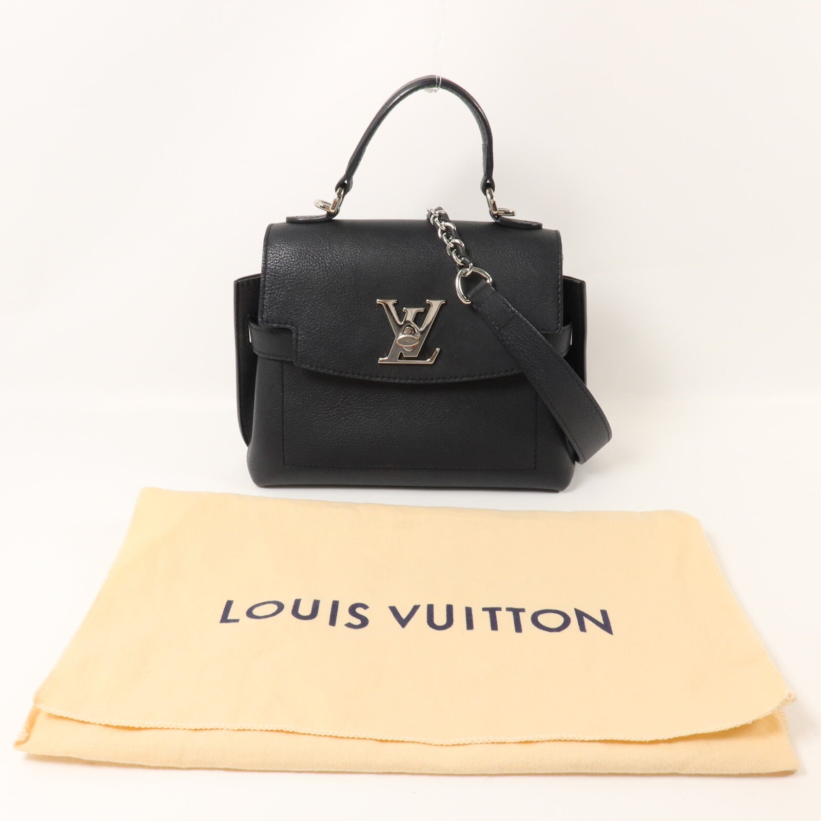 LOUIS VUITTON 牛皮皮革Lockme Ever Mini鏈帶手挽肩背兩用袋