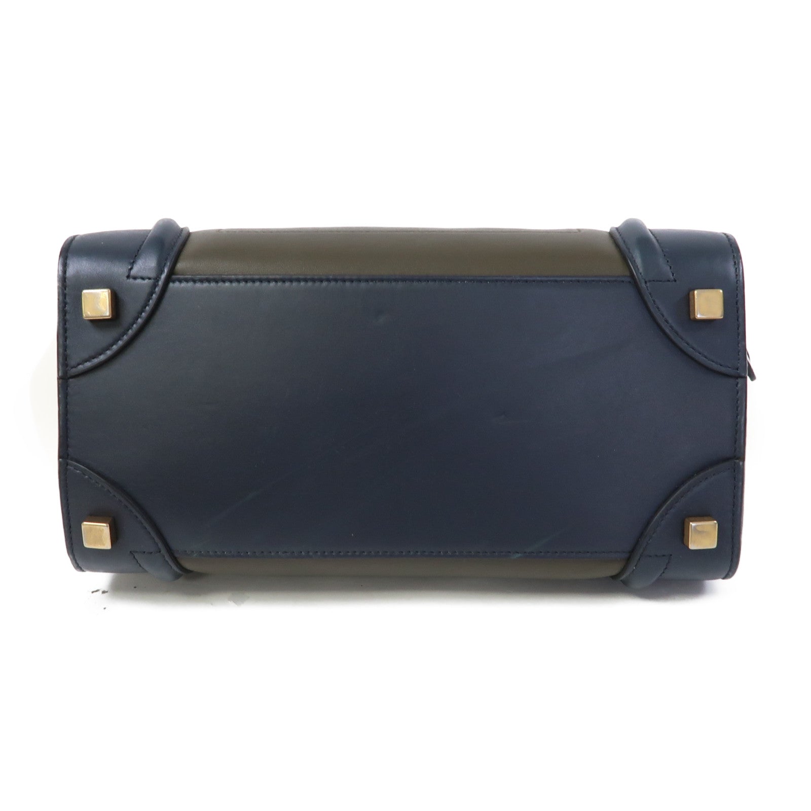 CELINE 牛皮皮革Micro Luggage Handbag金扣手挽袋綠色/藍色/白色